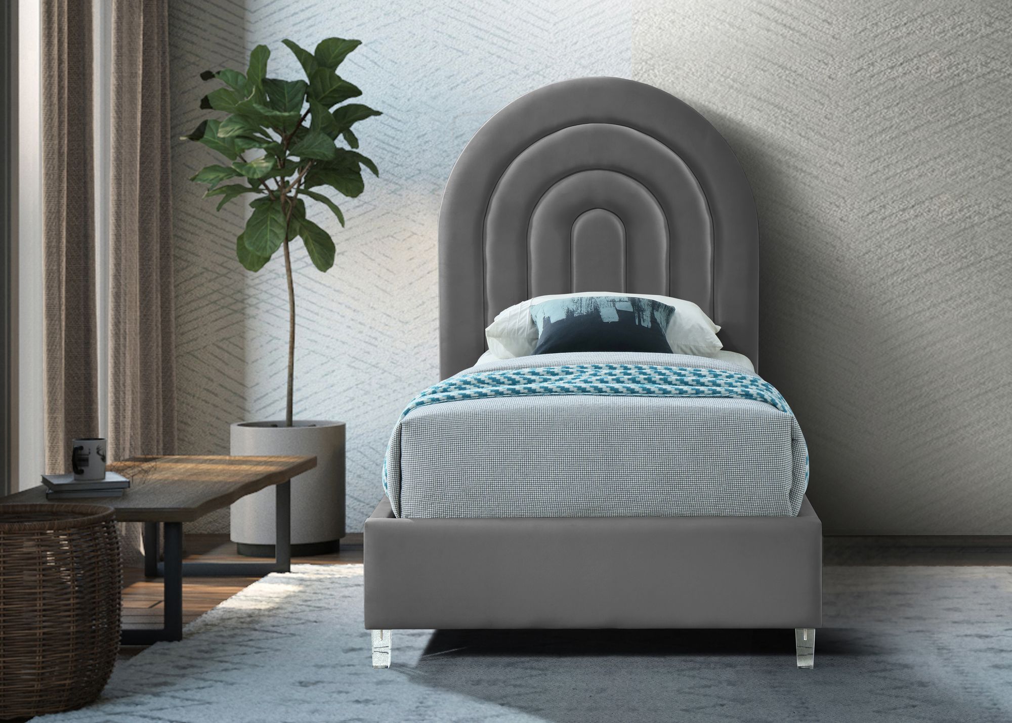 Rainbow Velvet Twin Size Bed