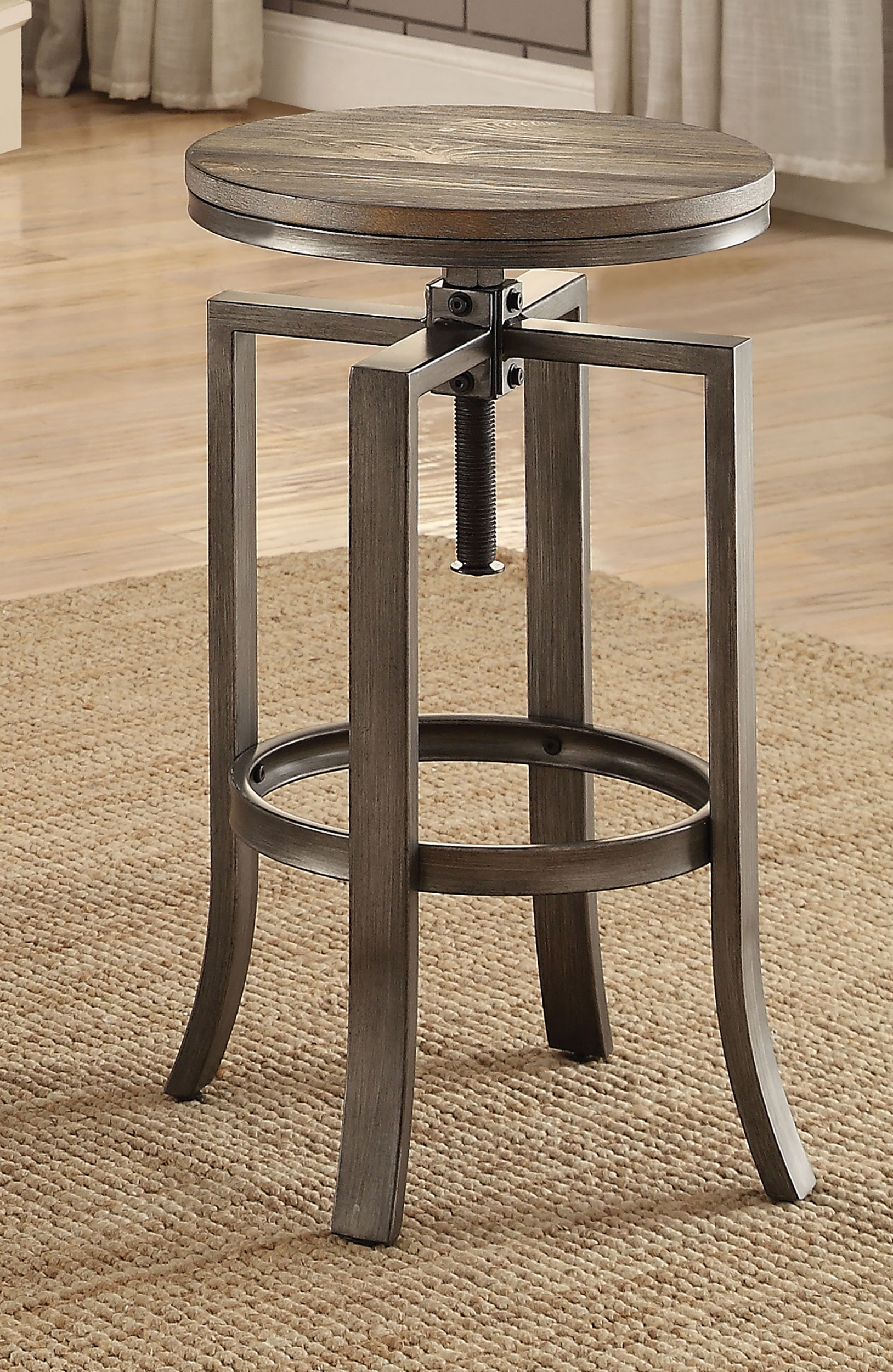 Bartlett Wood Veneer Adjustable Height Swivel Bar Stool
