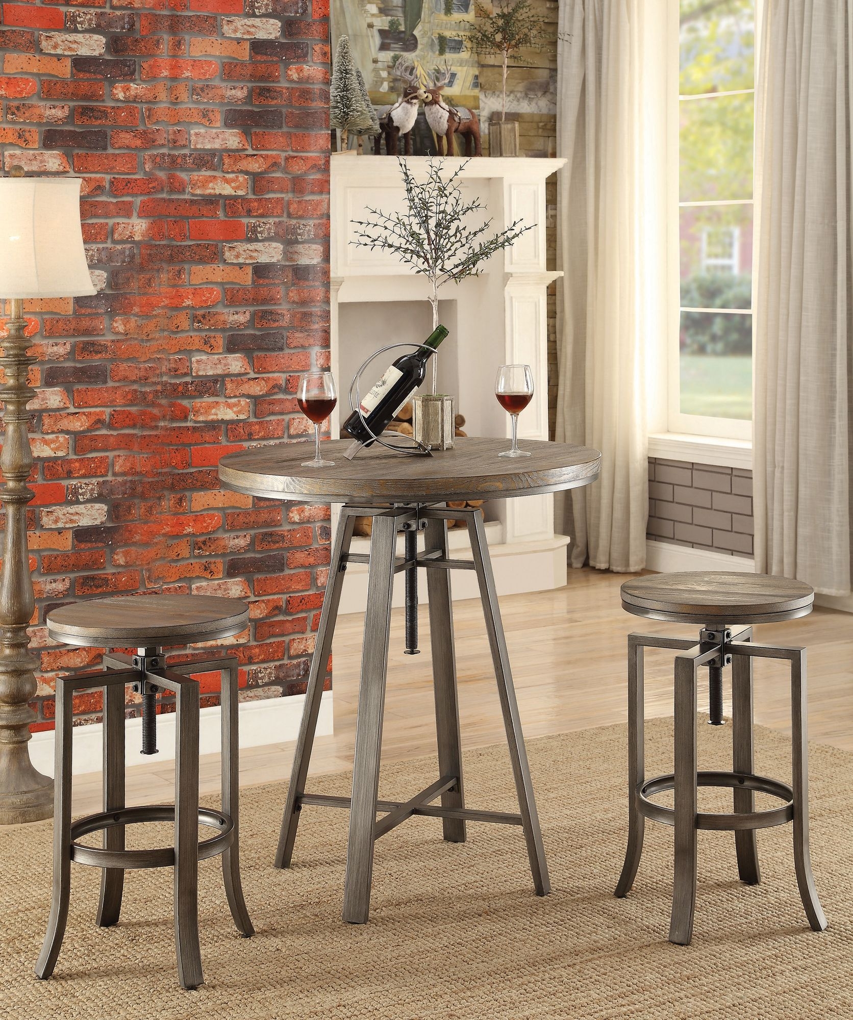 Bartlett Wood Veneer Adjustable Height Swivel Bar Stool