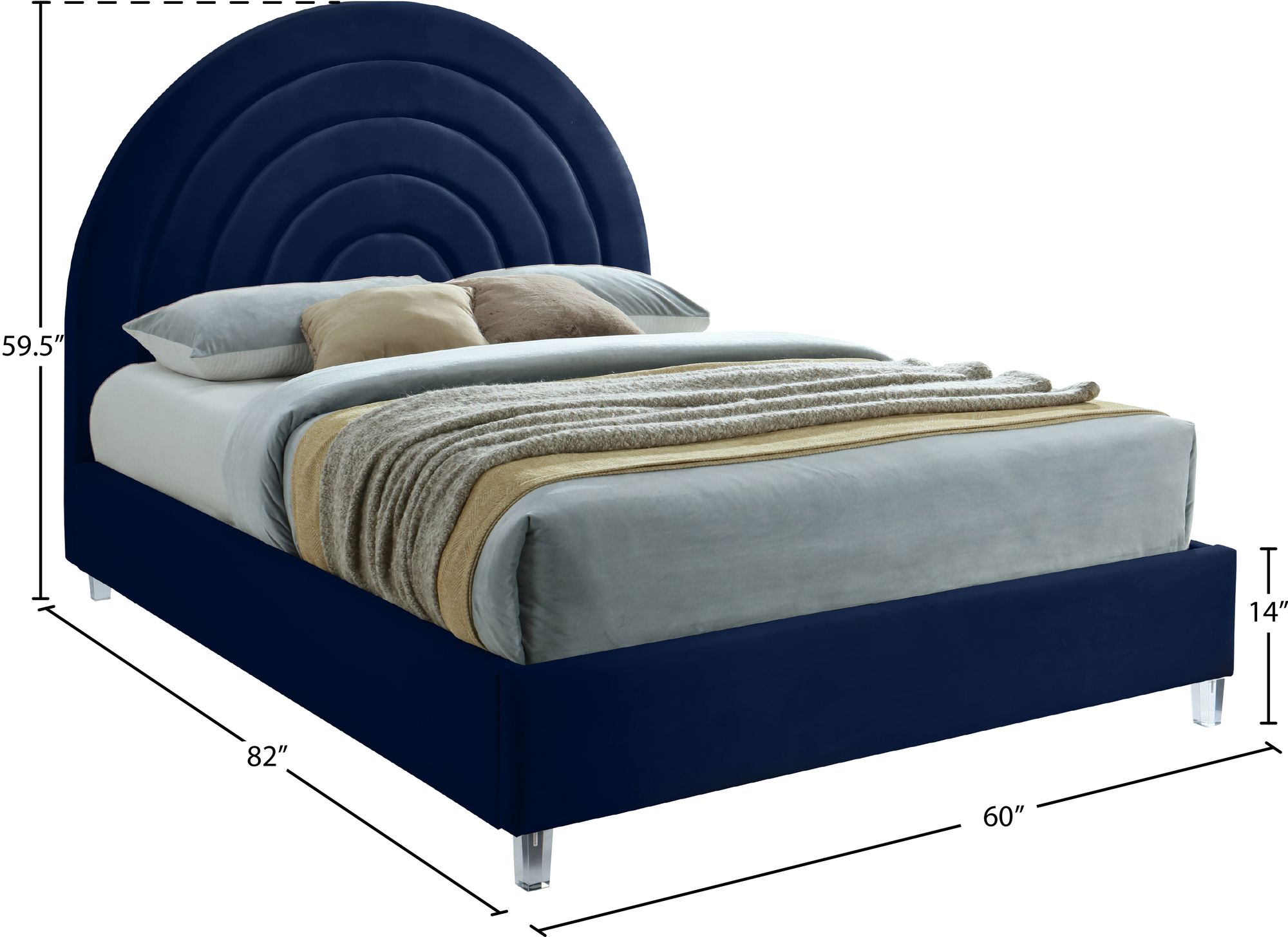 Rainbow Velvet Full Size Bed