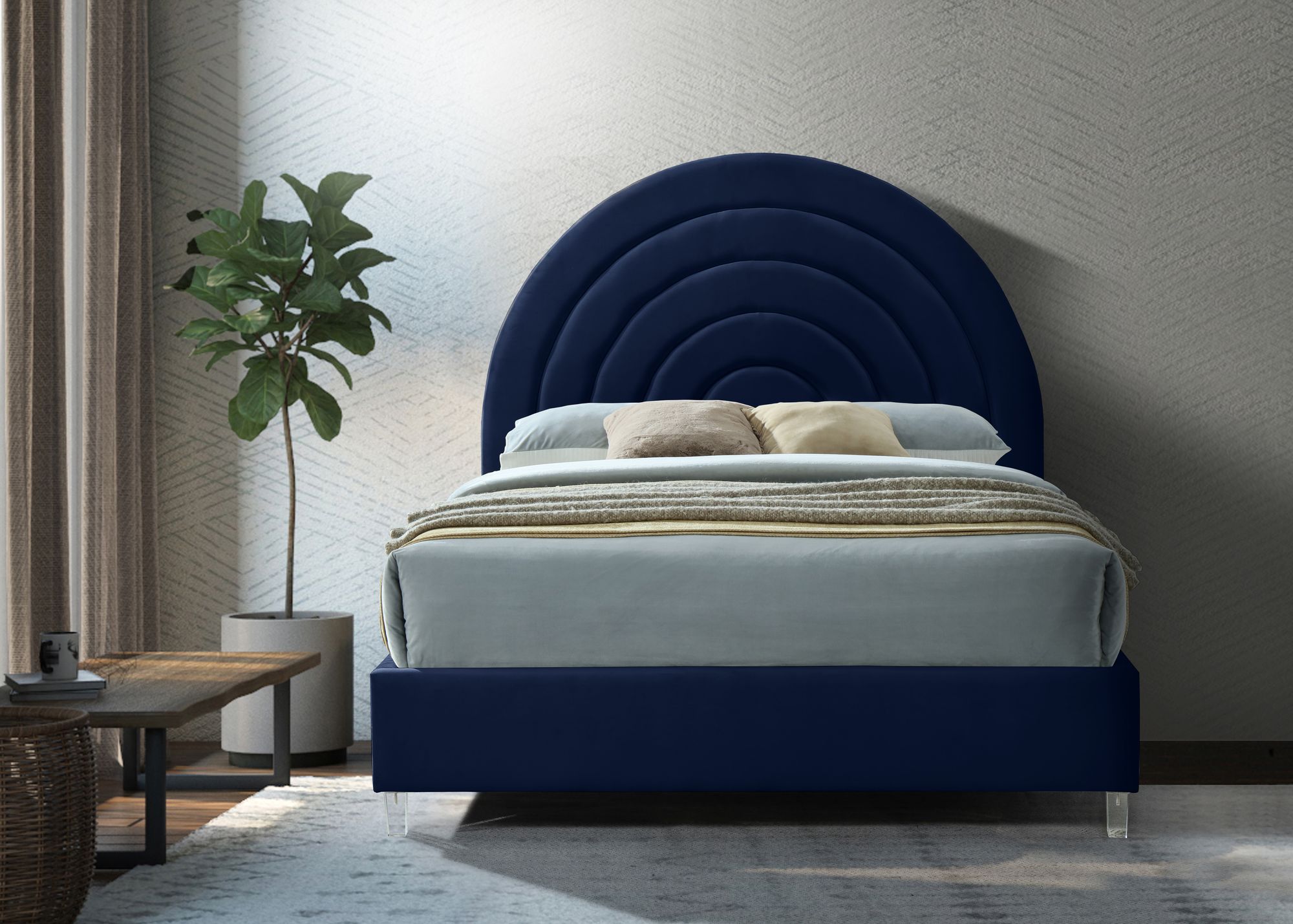 Rainbow Velvet King Size Bed