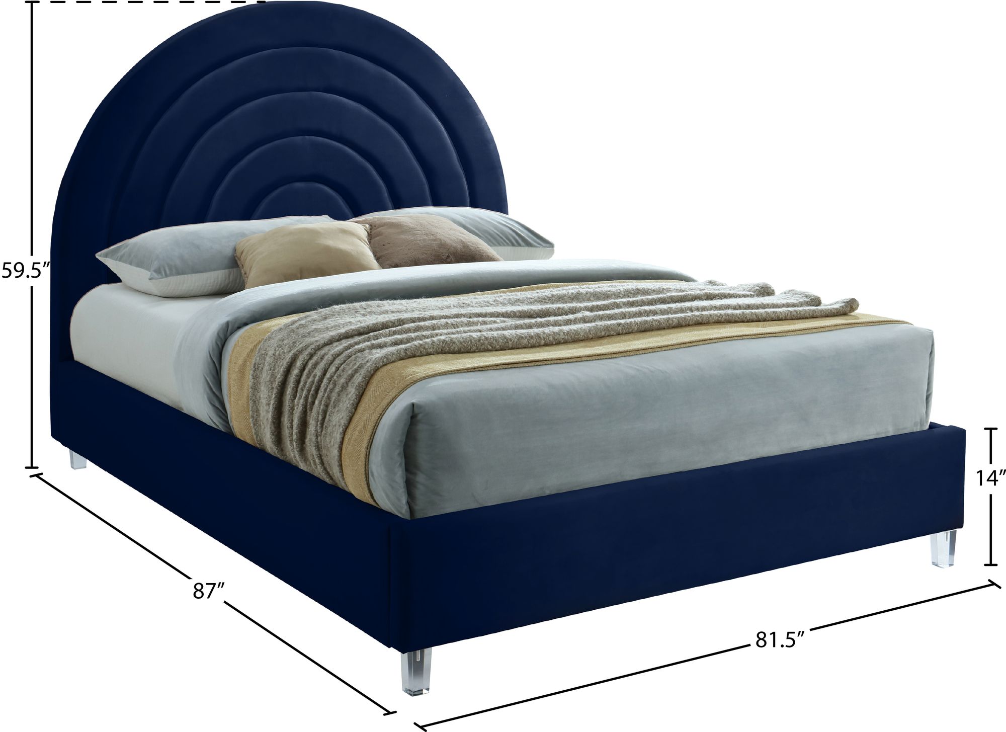 Rainbow Velvet King Size Bed