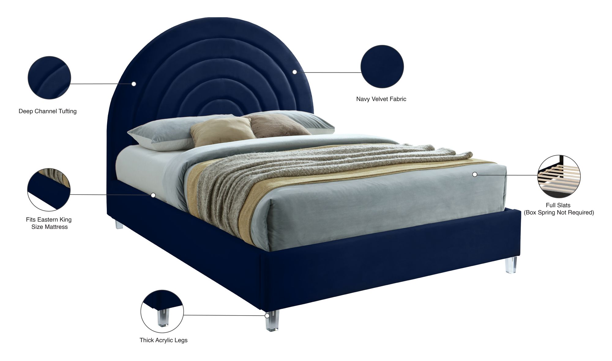 Rainbow Velvet King Size Bed