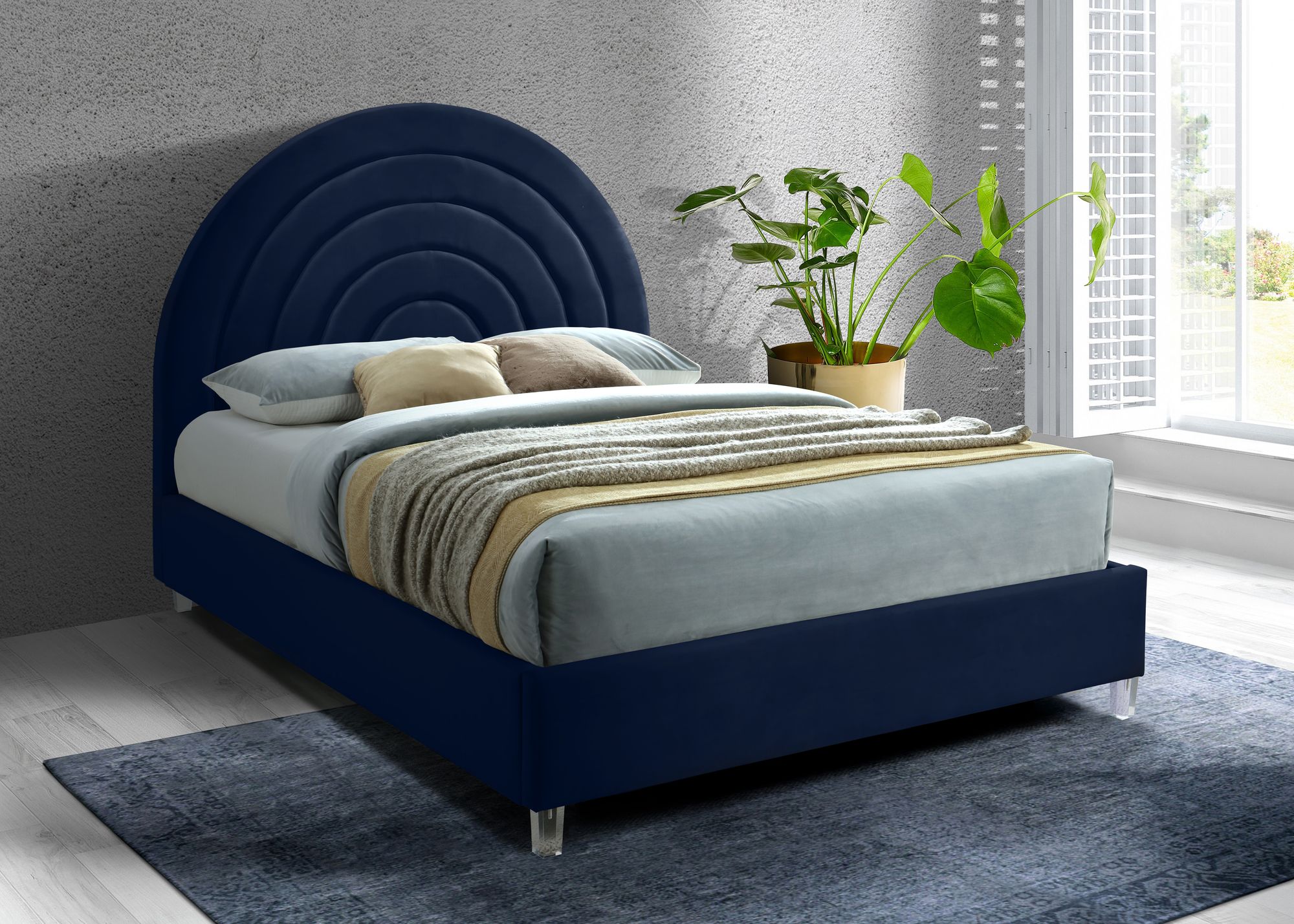 Rainbow Velvet Queen Size Bed