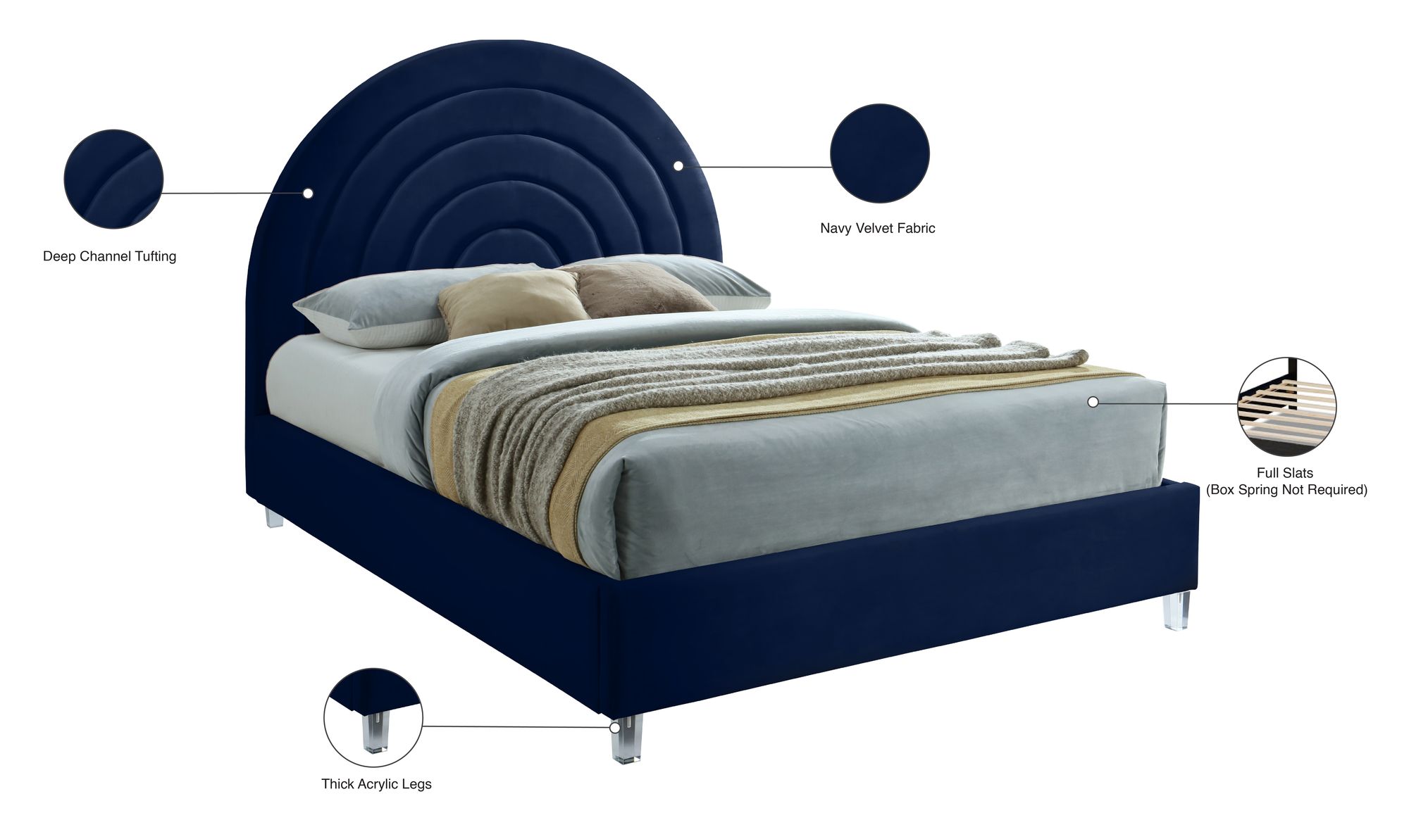 Rainbow Velvet Queen Size Bed