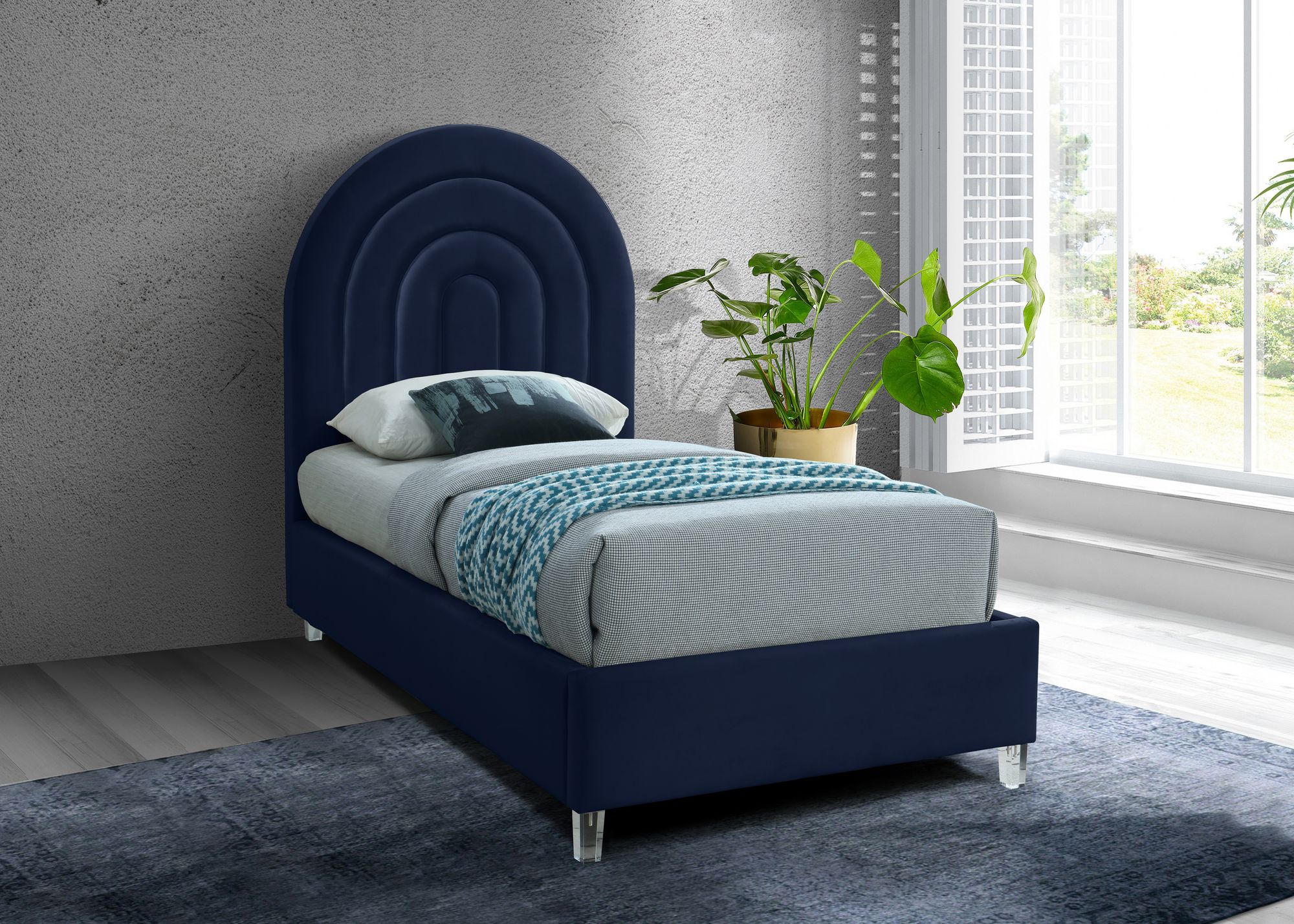 Rainbow Velvet Twin Size Bed