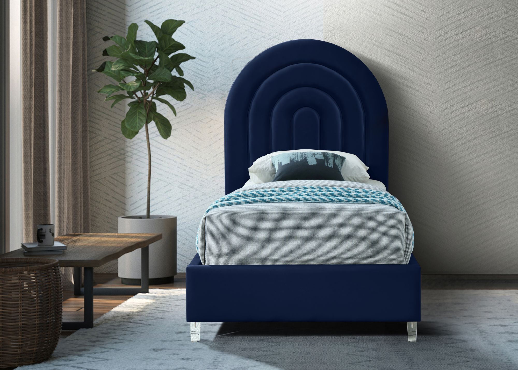 Rainbow Velvet Twin Size Bed