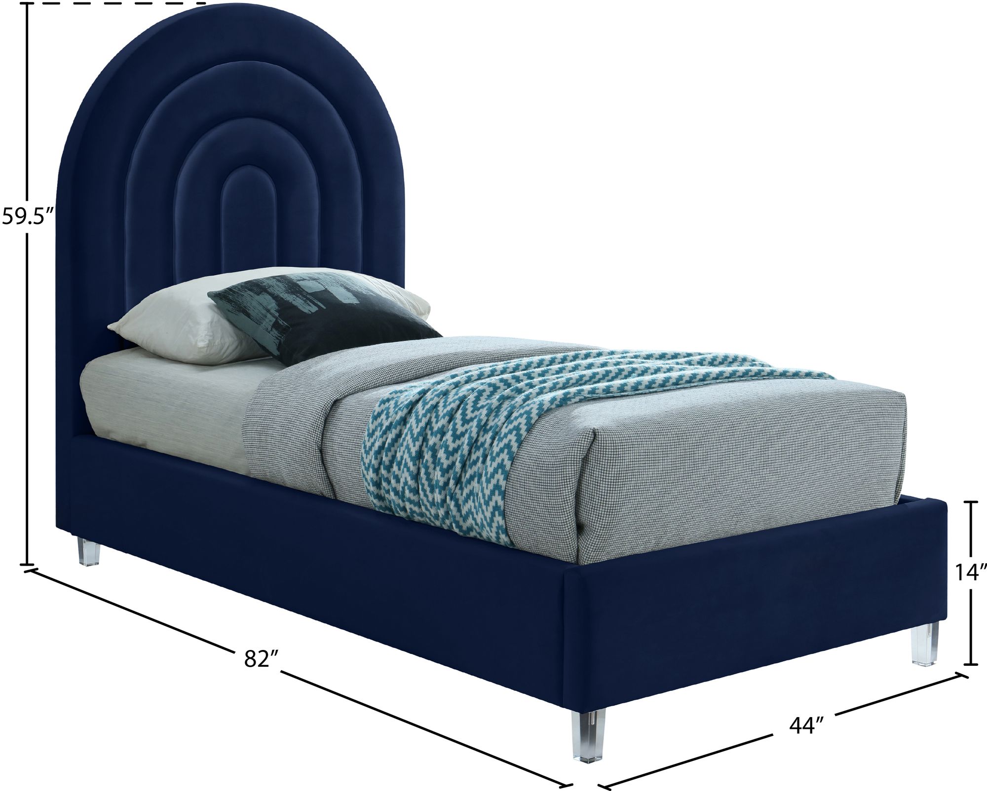 Rainbow Velvet Twin Size Bed