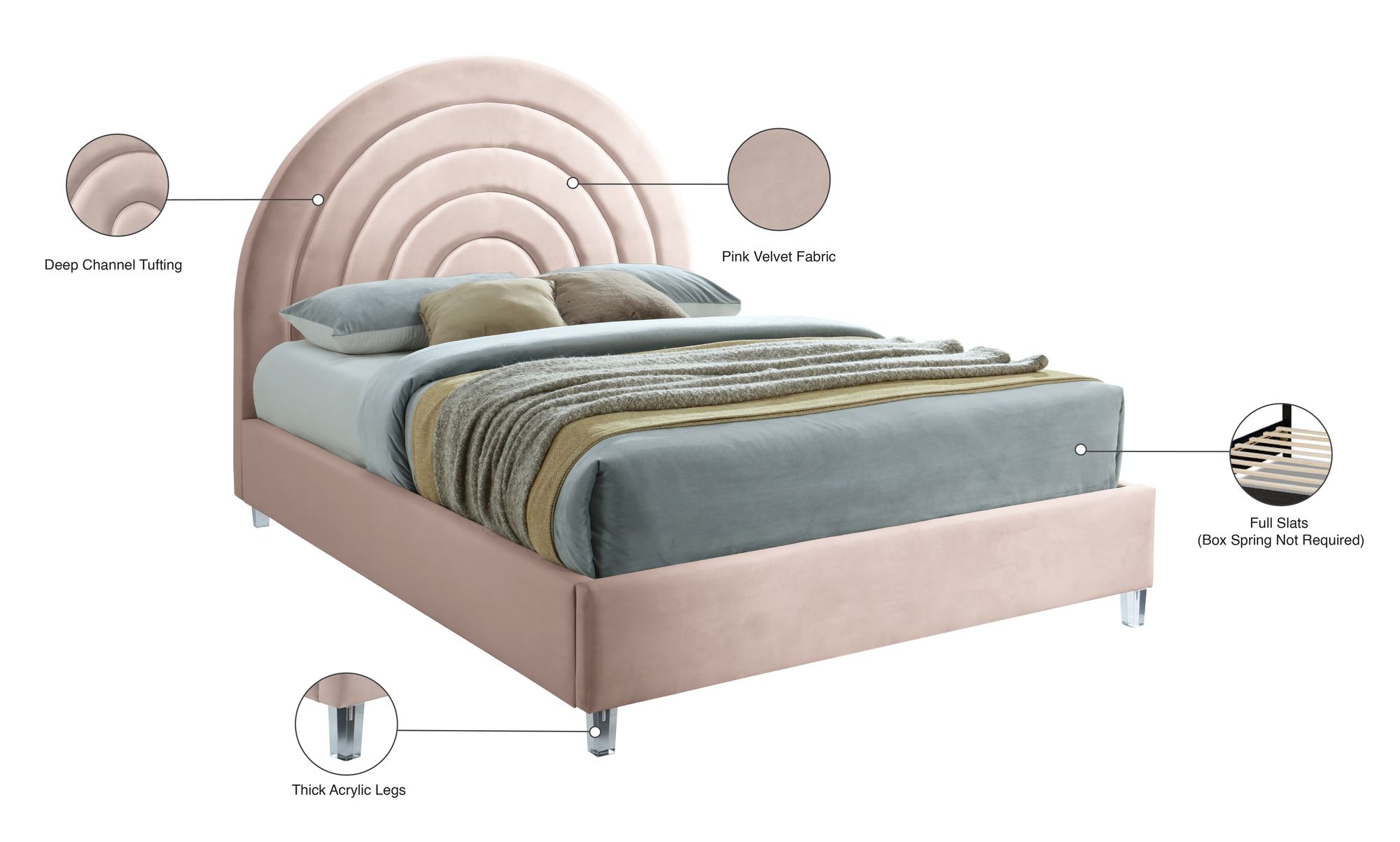 Rainbow Velvet Full Size Bed