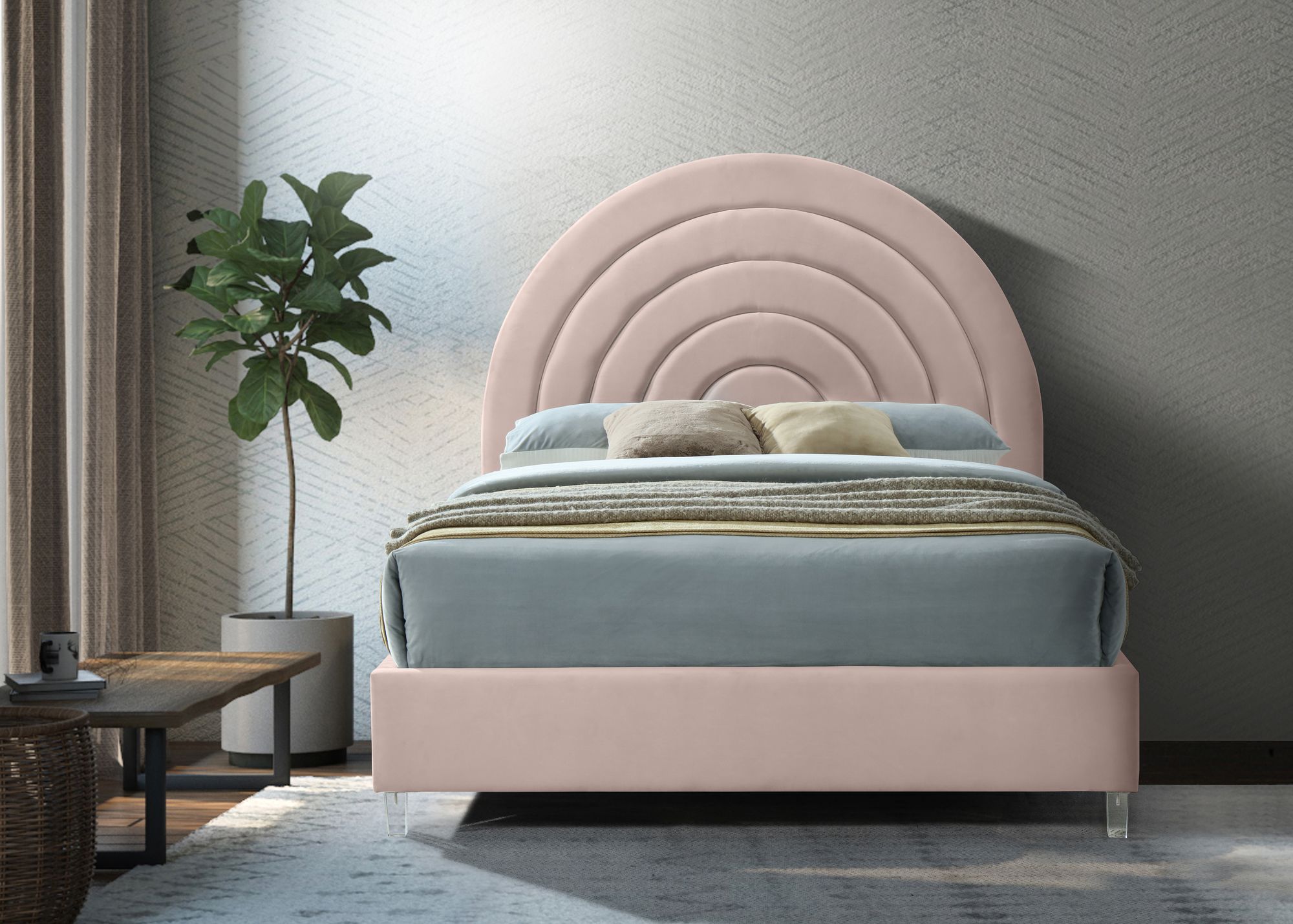 Rainbow Velvet King Size Bed