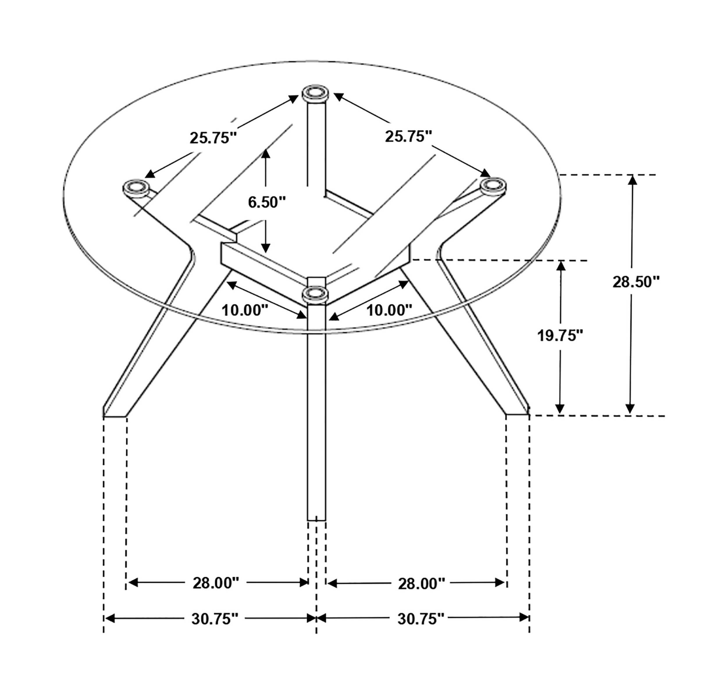 Paxton 48″ Round Glass Top Dining Table