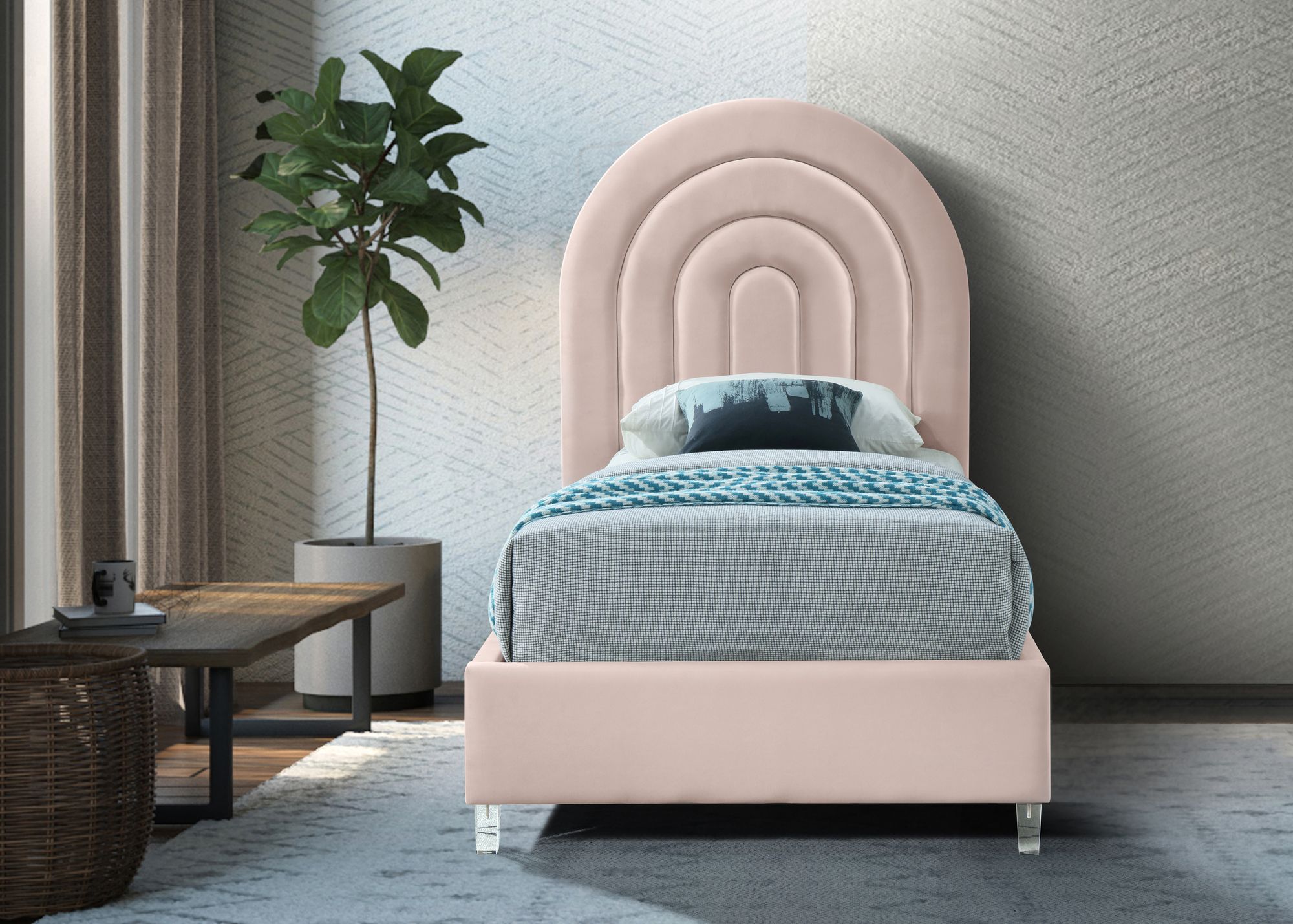 Rainbow Velvet Twin Size Bed