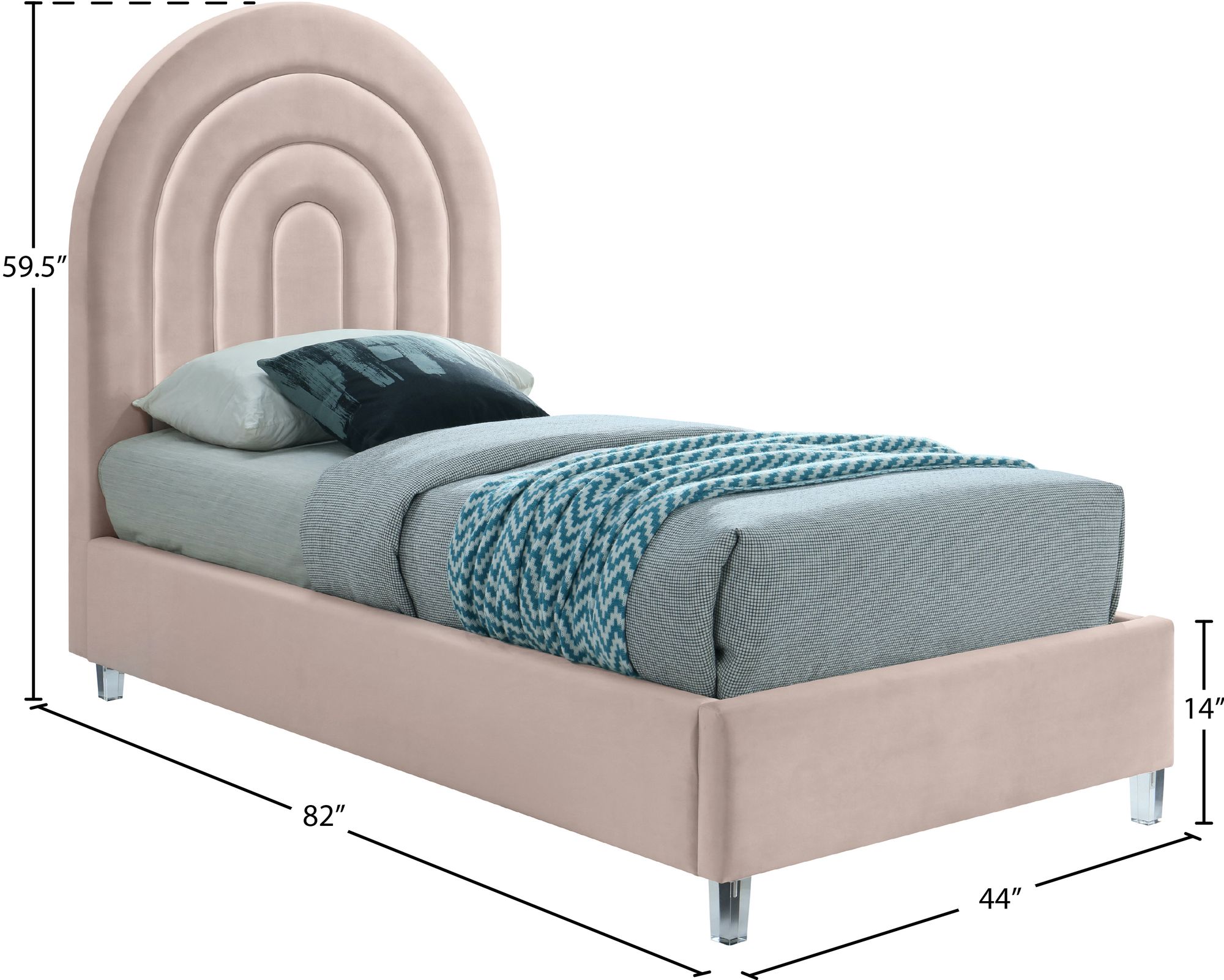 Rainbow Velvet Twin Size Bed