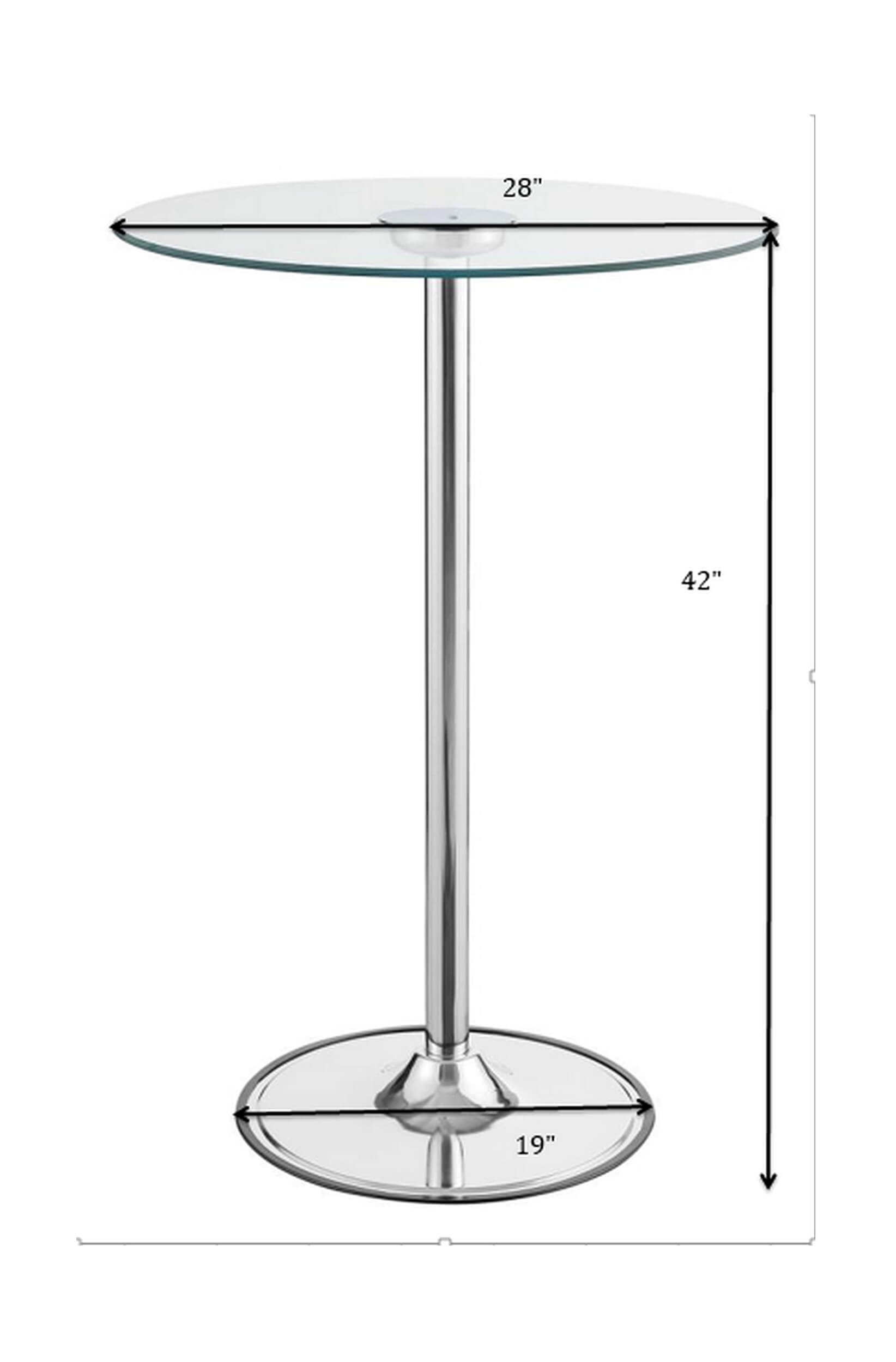 Thea Tempered Glass Round Top Bar Table with LED Lights 