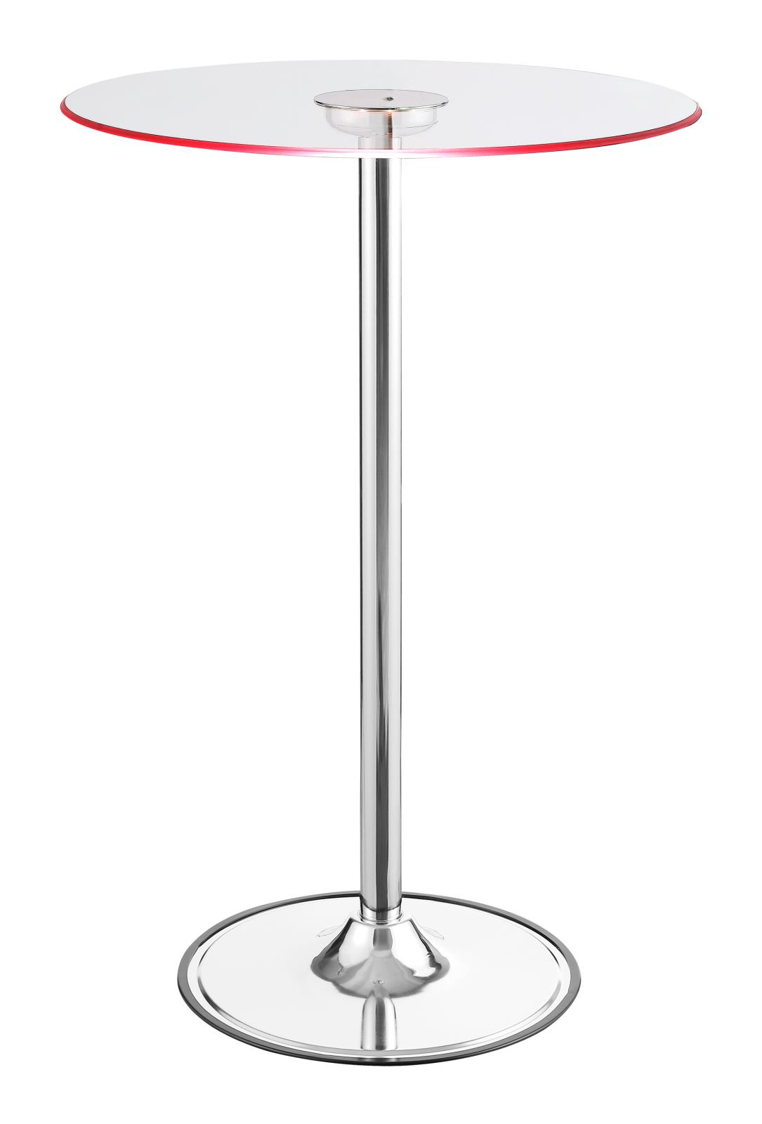 Thea Tempered Glass Round Top Bar Table with LED Lights 