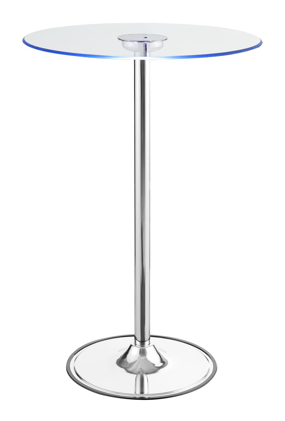 Thea Tempered Glass Round Top Bar Table with LED Lights 