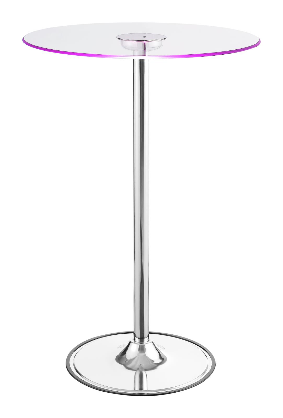 Thea Tempered Glass Round Top Bar Table with LED Lights 