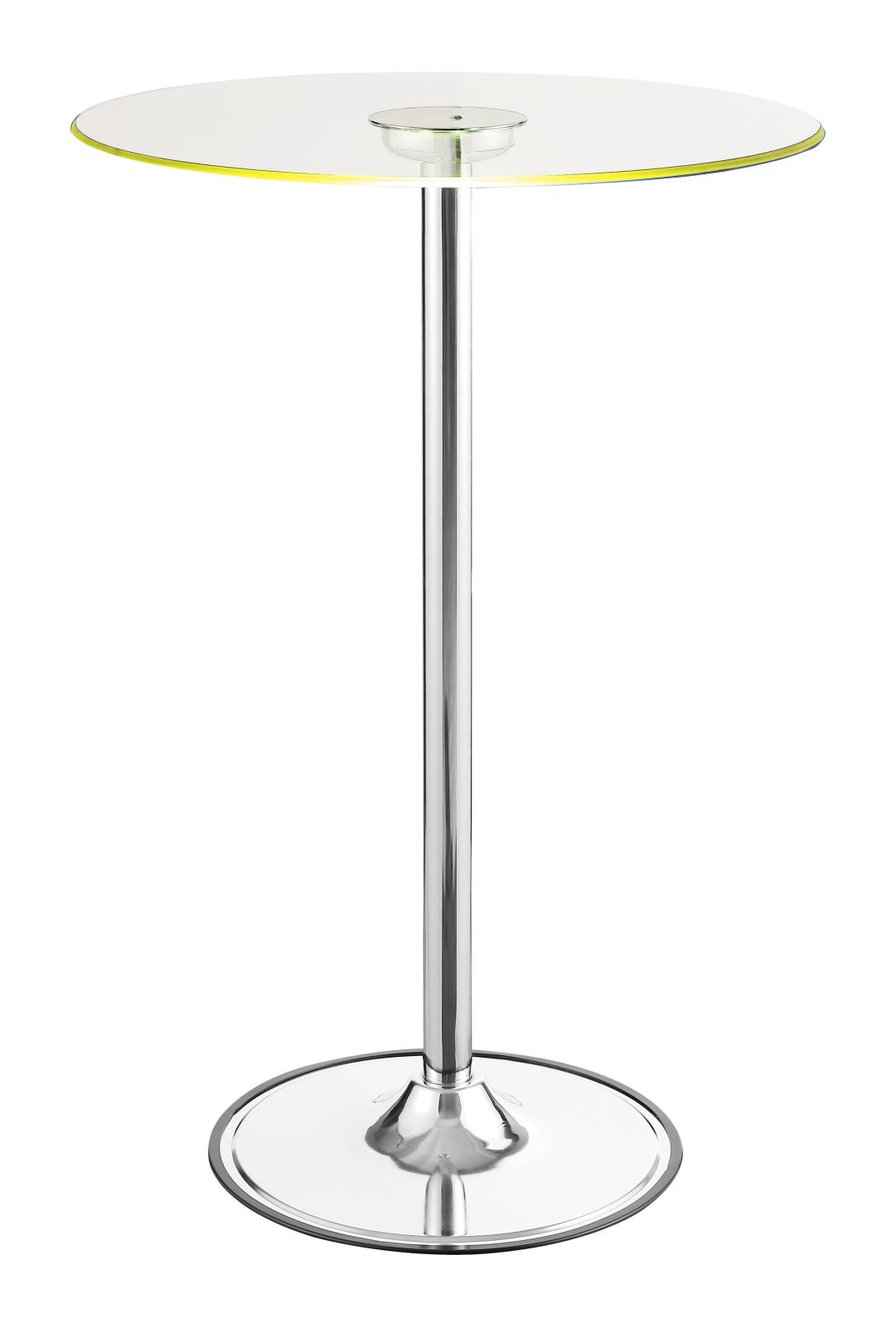 Thea Tempered Glass Round Top Bar Table with LED Lights 