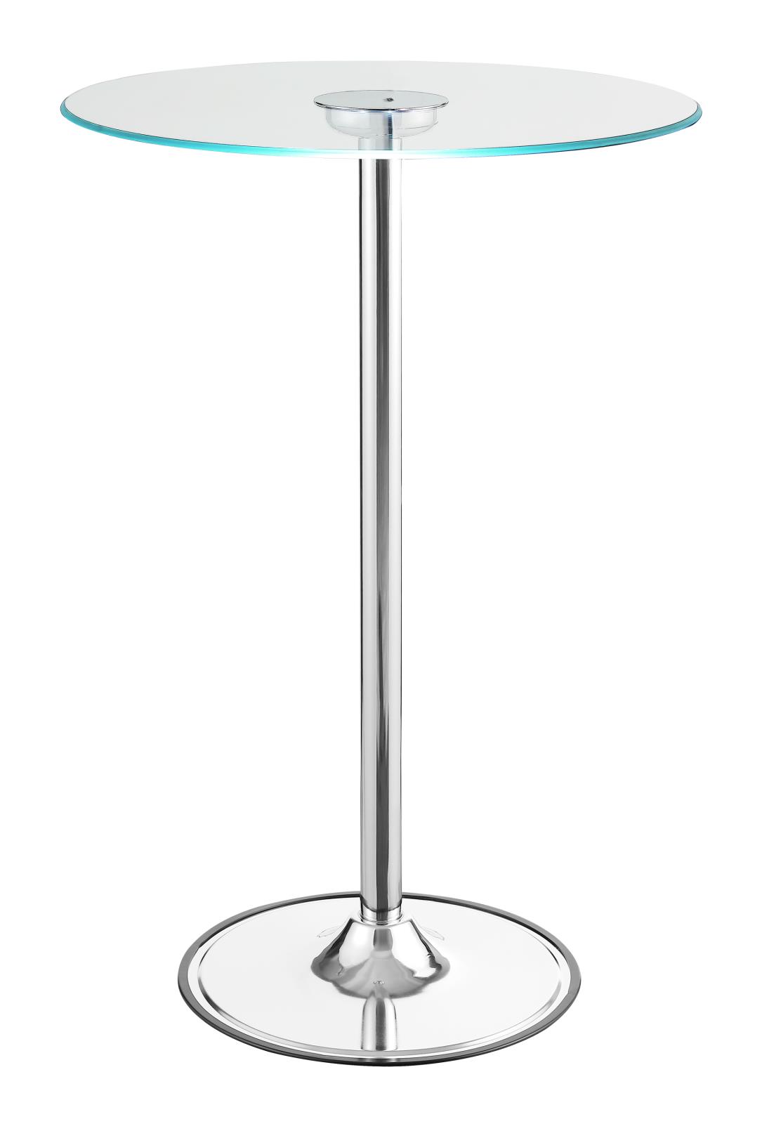 Thea Tempered Glass Round Top Bar Table with LED Lights 