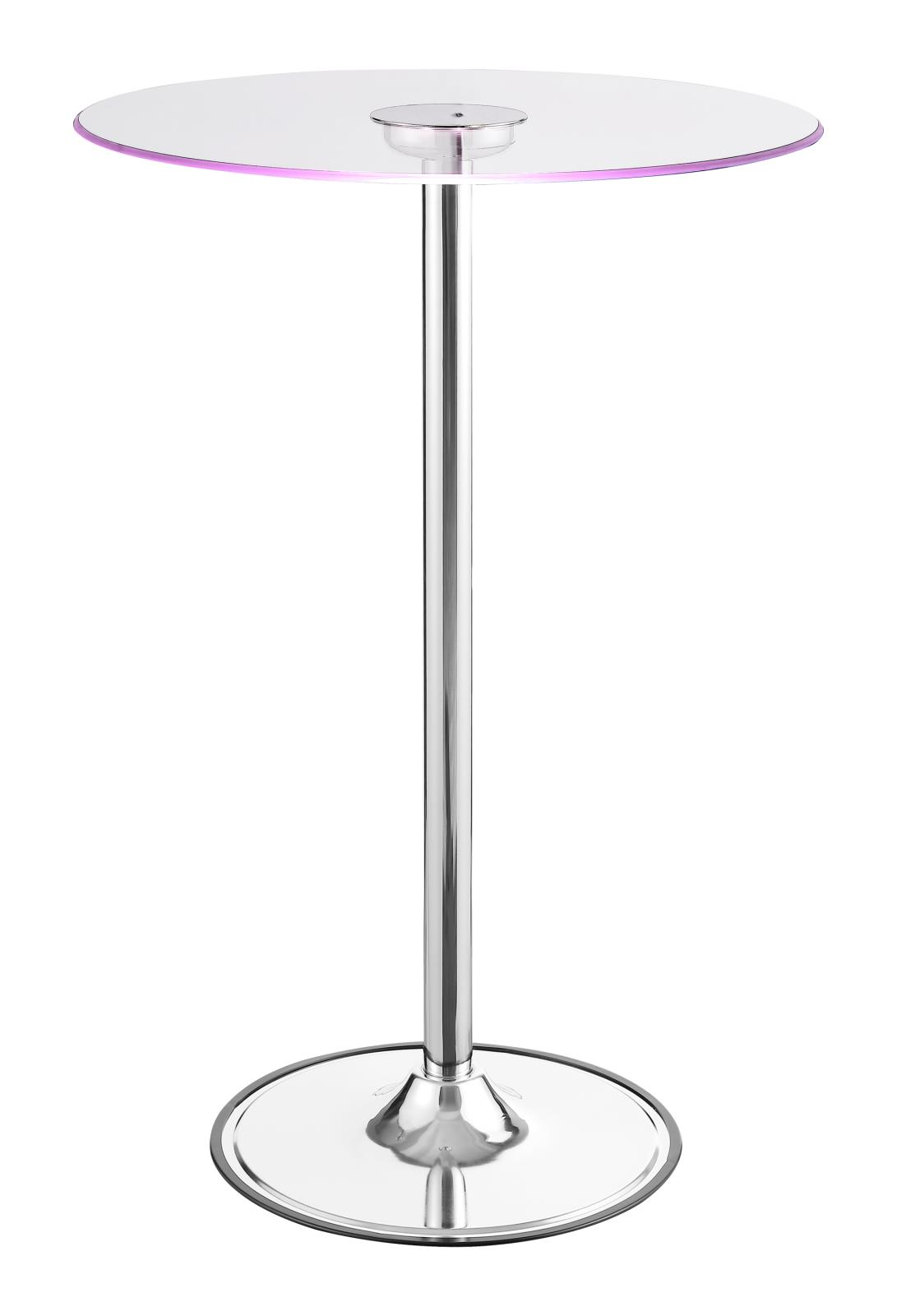 Thea Tempered Glass Round Top Bar Table with LED Lights 