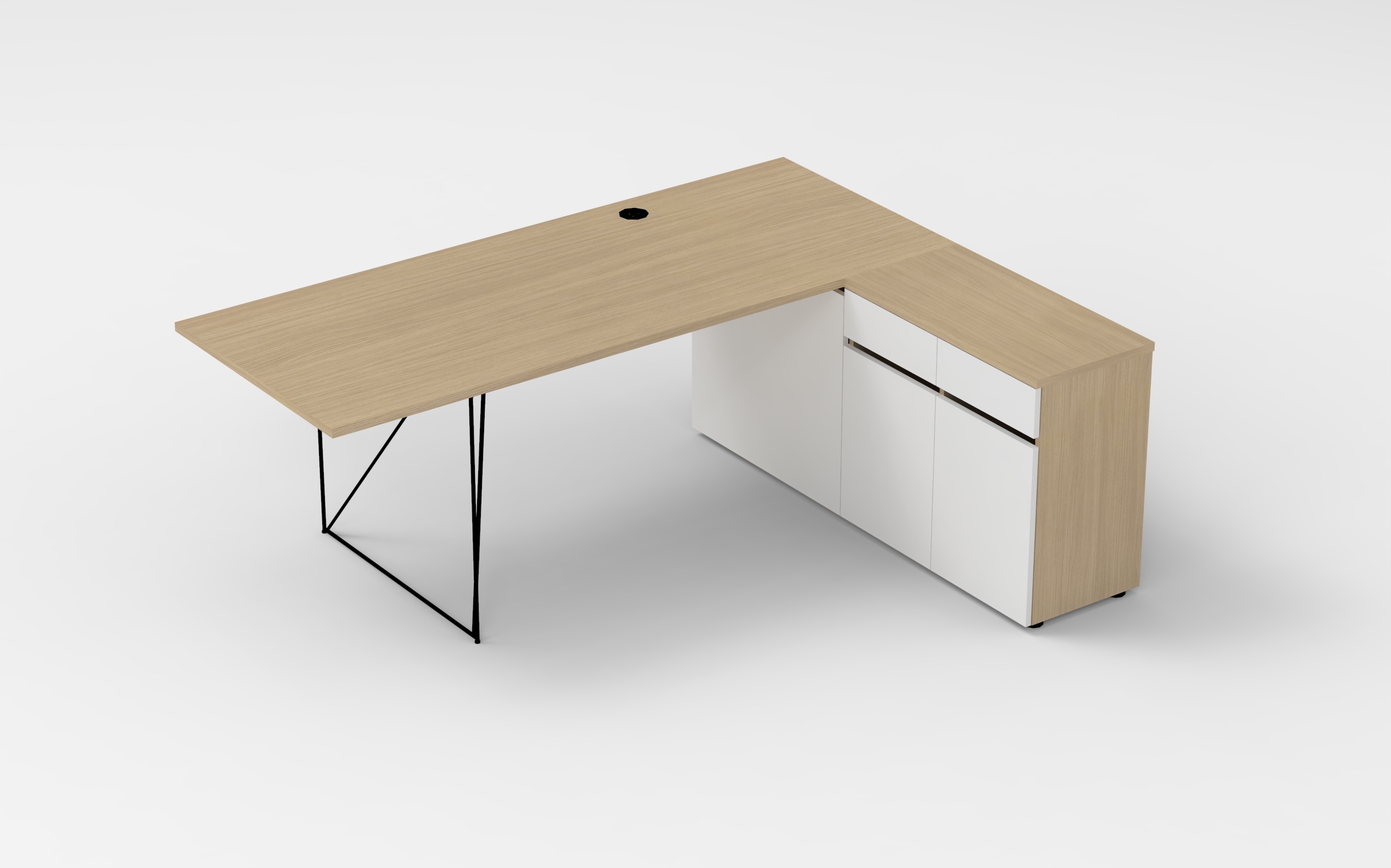Air Office Desk w/Extended Top & Right Cabinet