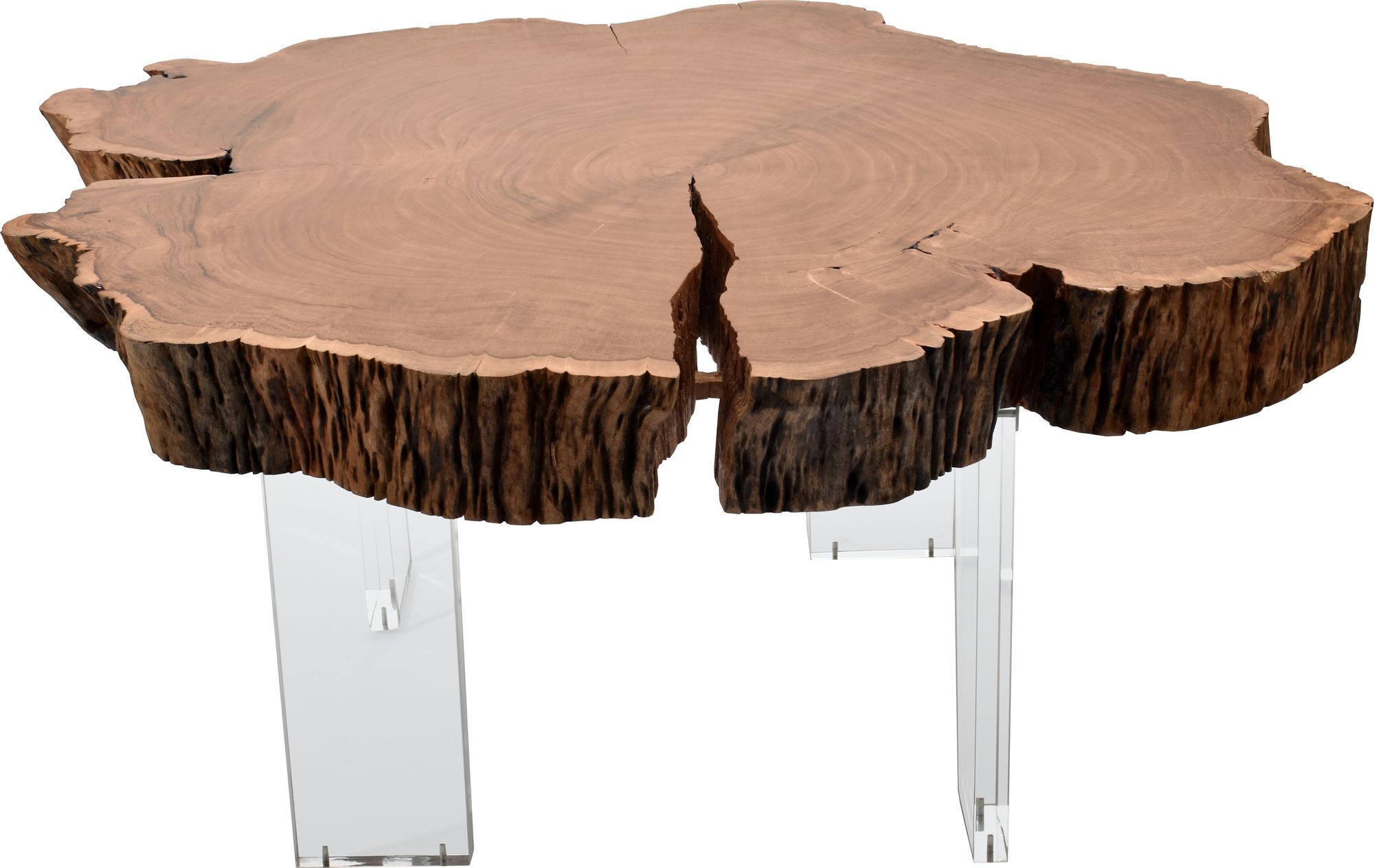 Woodland Live Edge Acacia Wood Coffee Table with Acrylic Legs