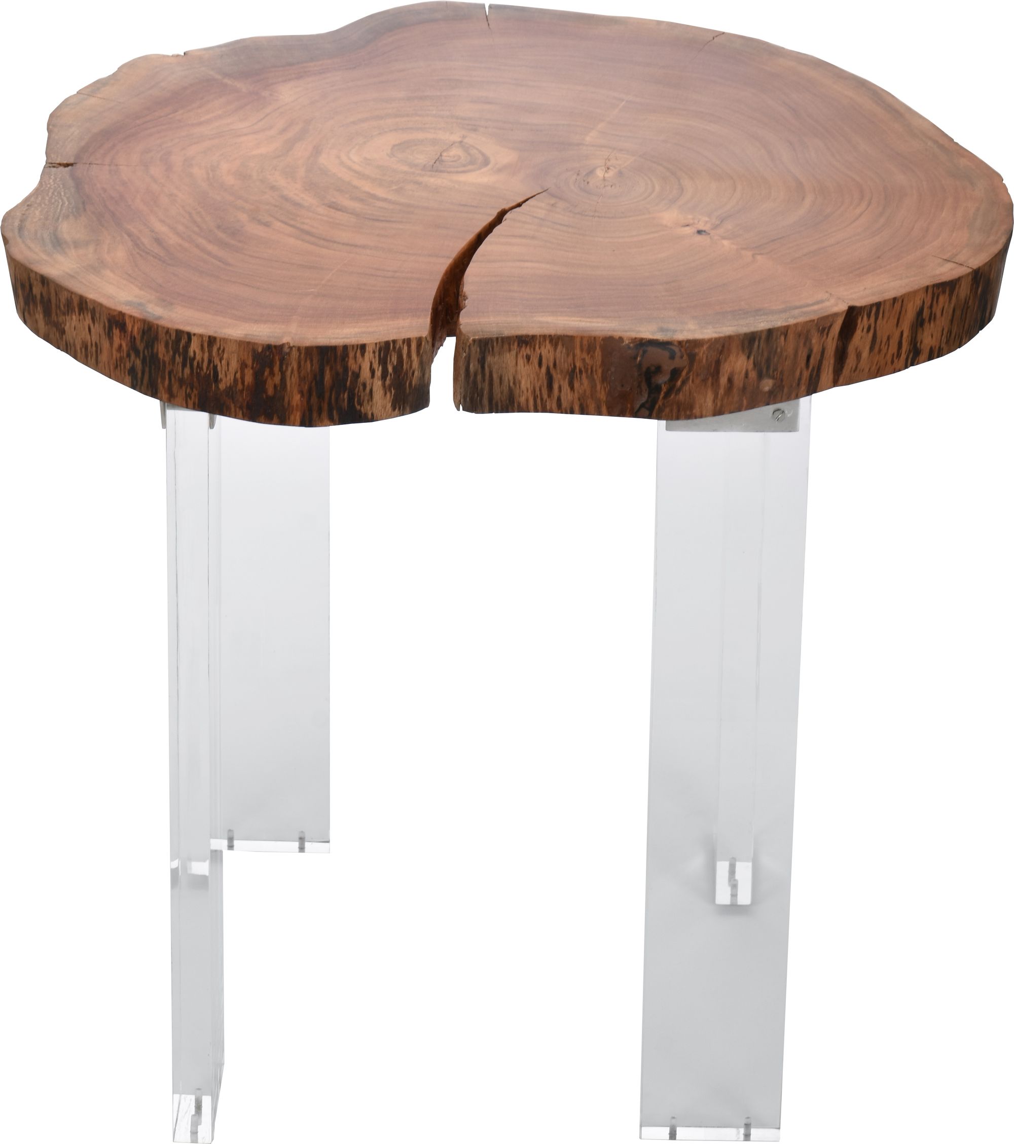 Woodland Live Edge Acacia Wood End Table with Acrylic Legs