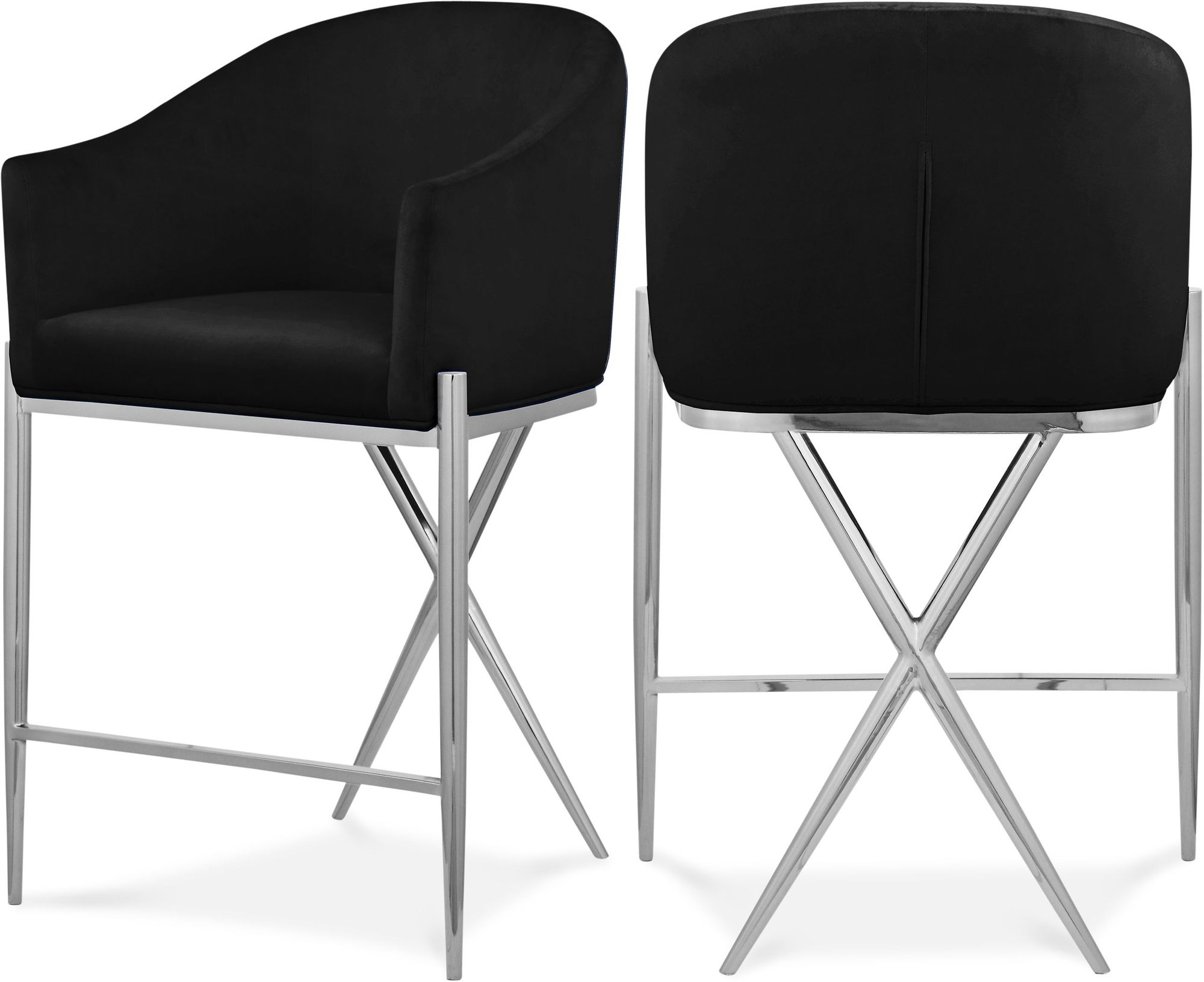 Xavier Counter Stool with Chrome Metal Legs