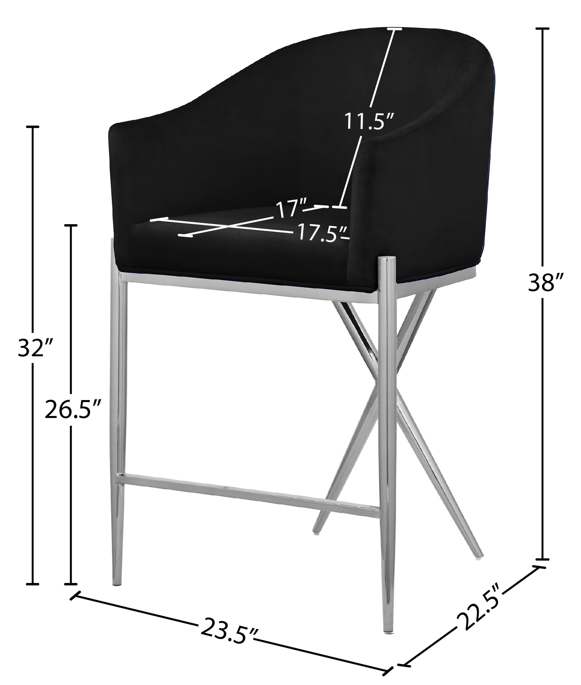 Xavier Counter Stool with Chrome Metal Legs
