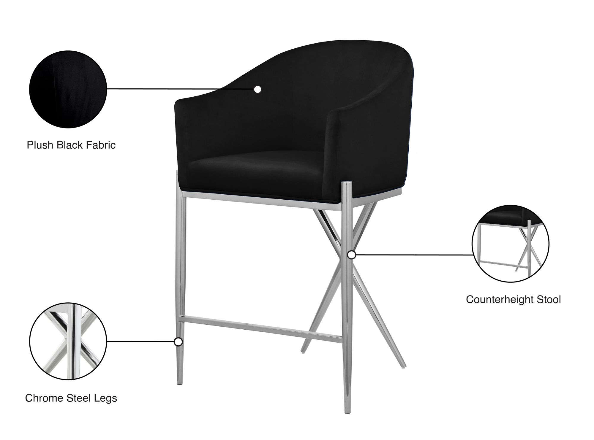 Xavier Counter Stool with Chrome Metal Legs