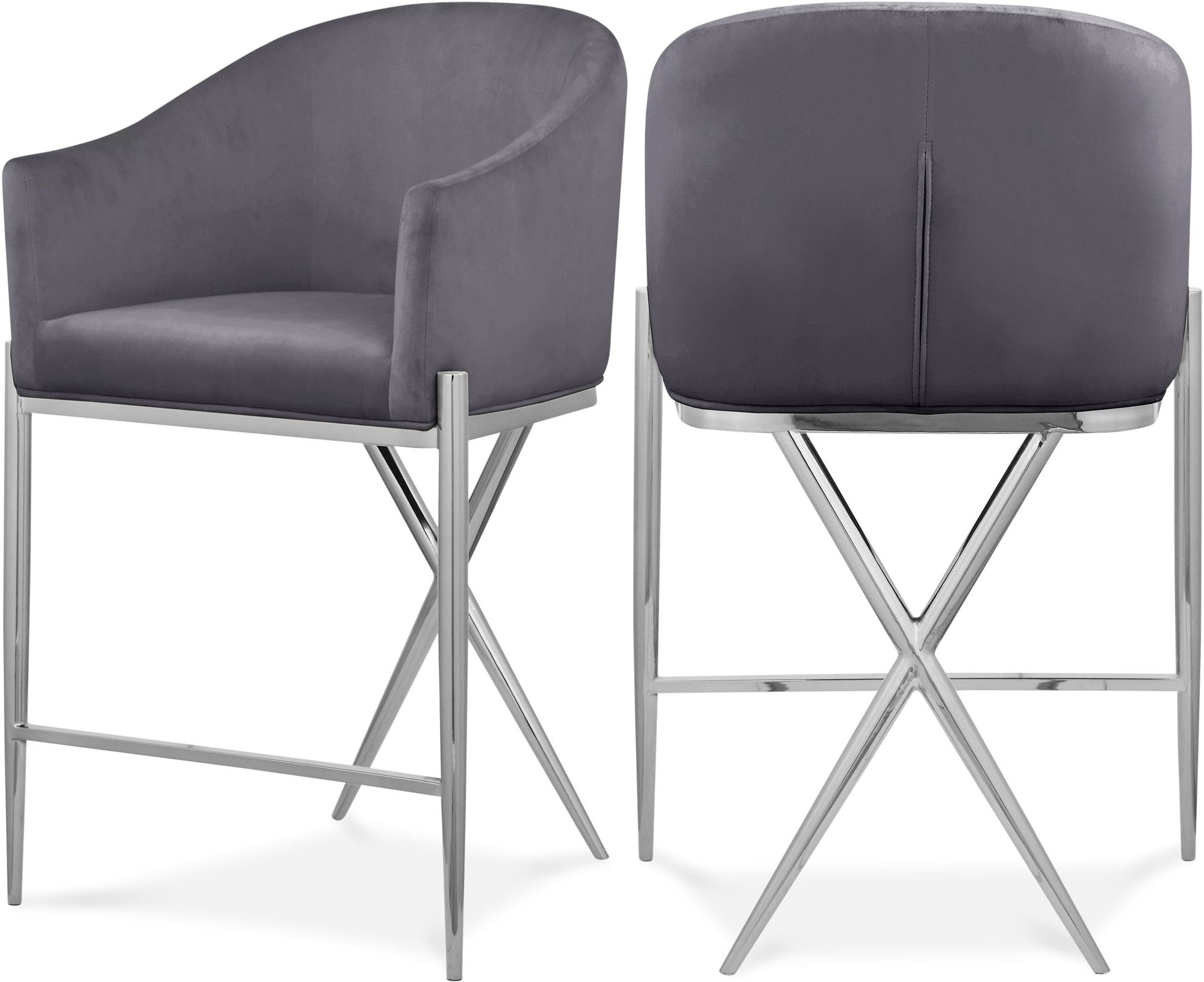 Xavier Counter Stool with Chrome Metal Legs