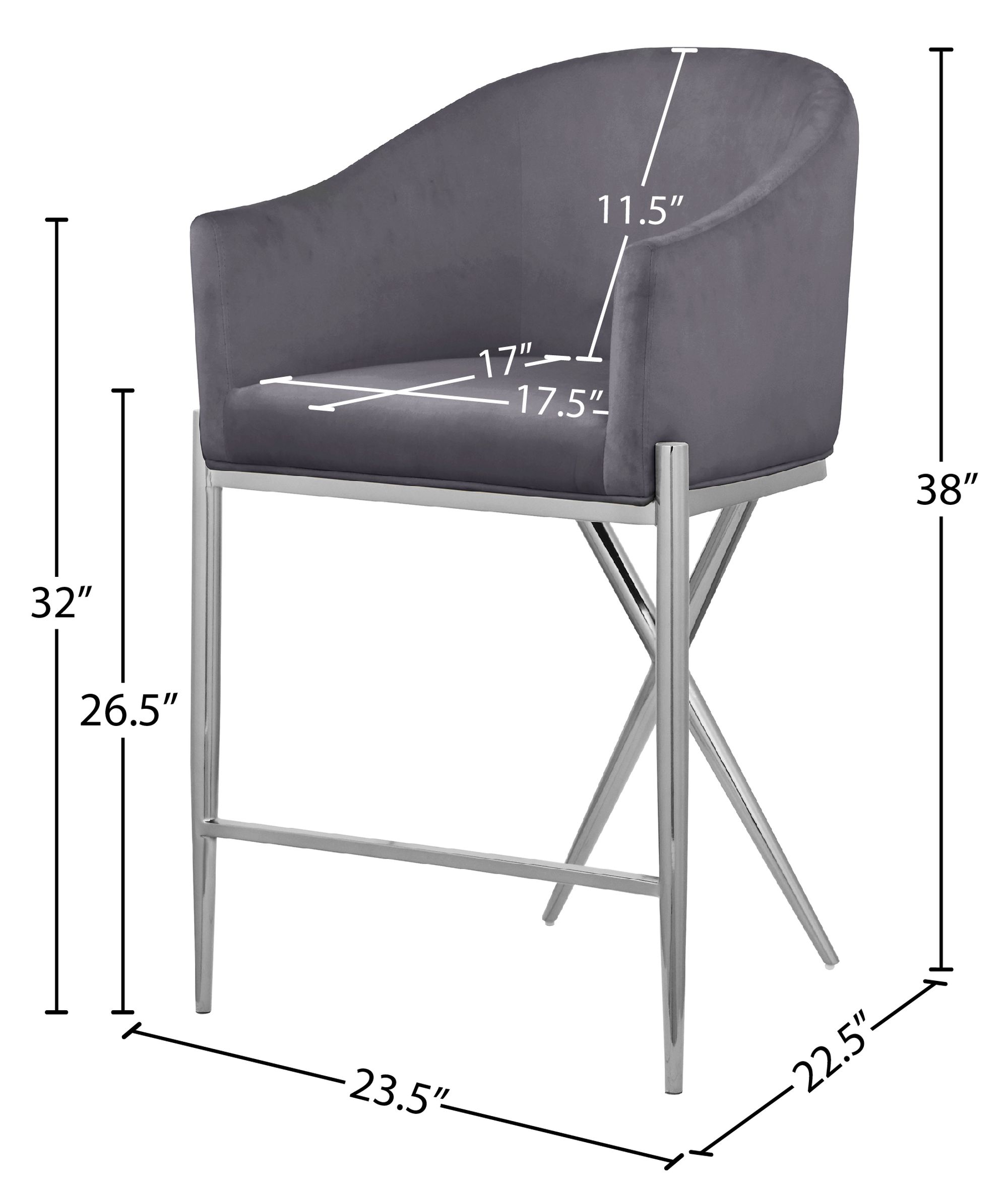 Xavier Counter Stool with Chrome Metal Legs