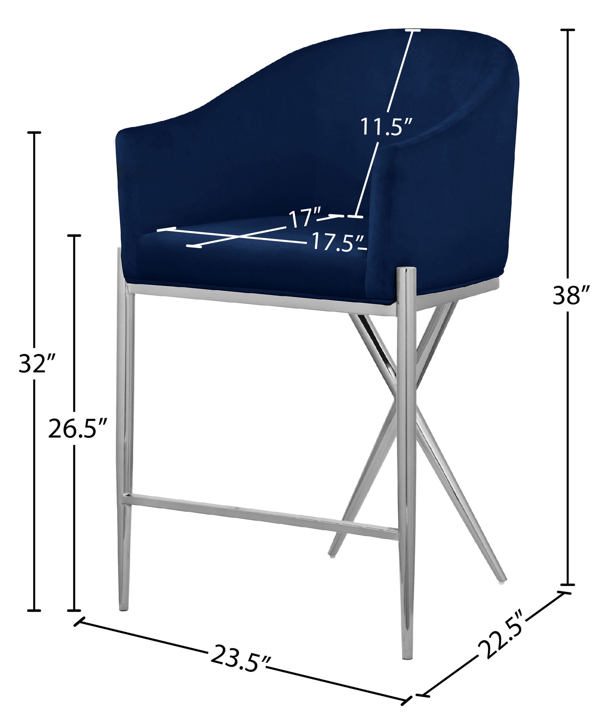 Xavier Counter Stool with Chrome Metal Legs