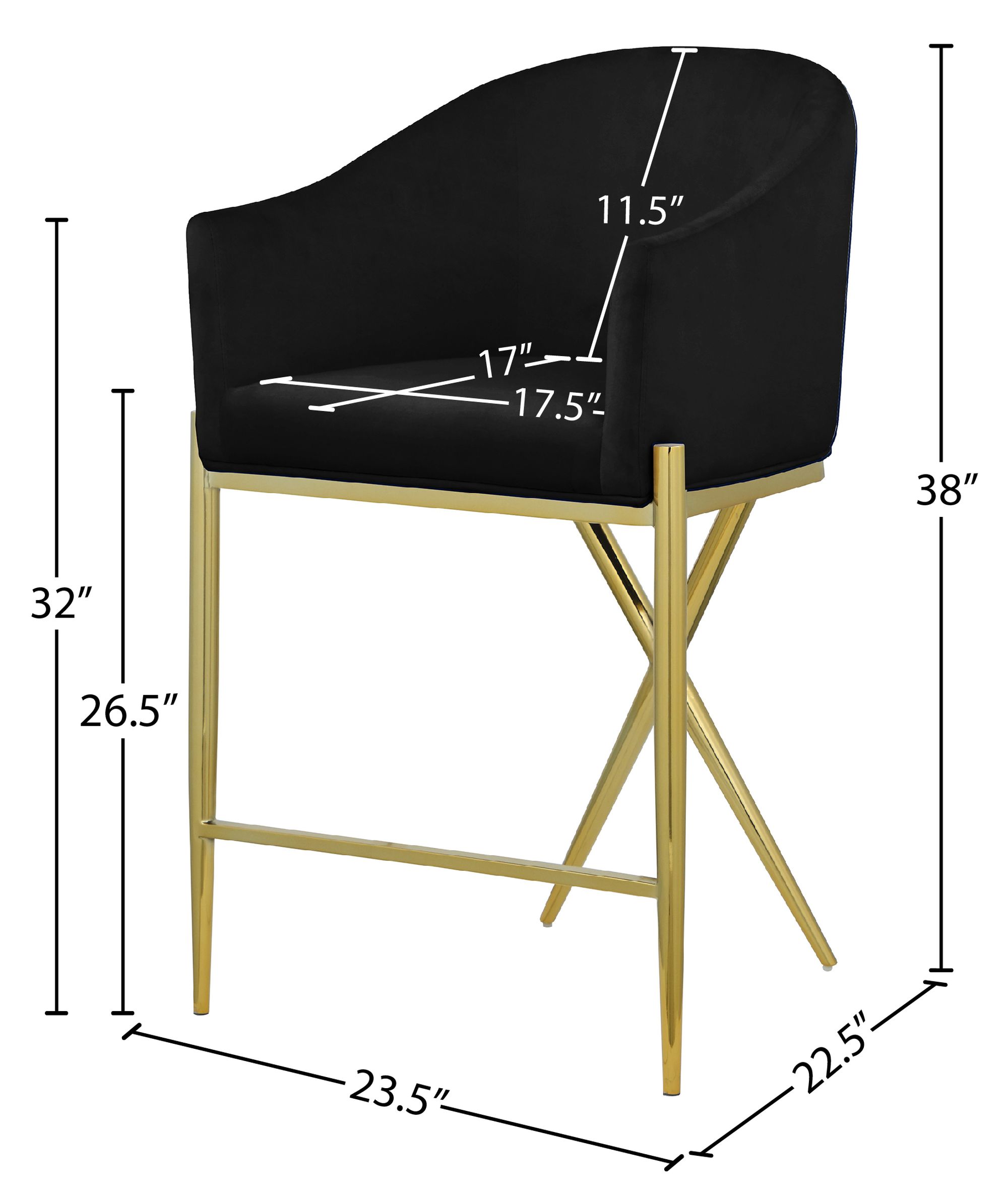 Xavier Counter Stool with Gold Metal Legs