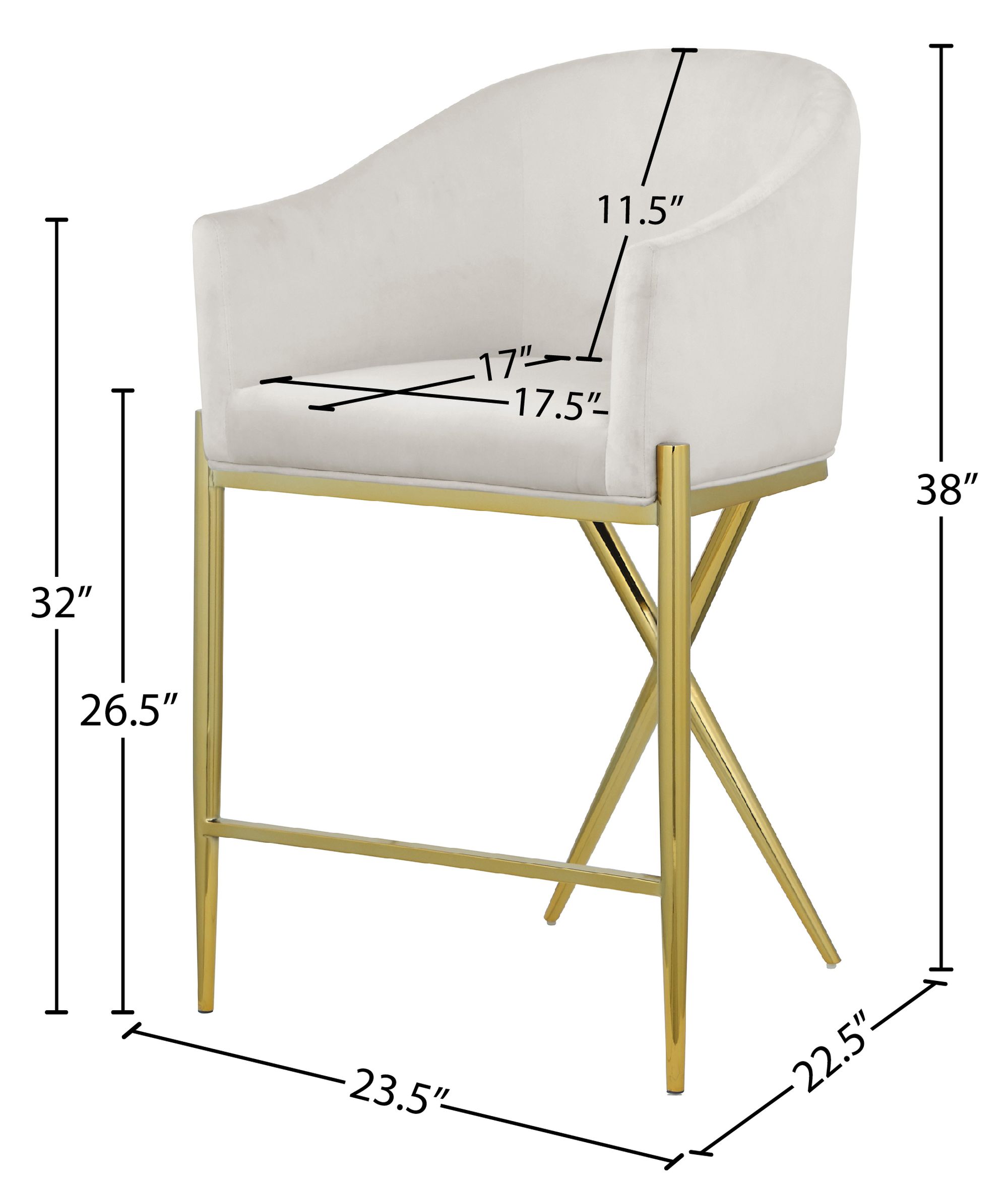 Xavier Counter Stool with Gold Metal Legs