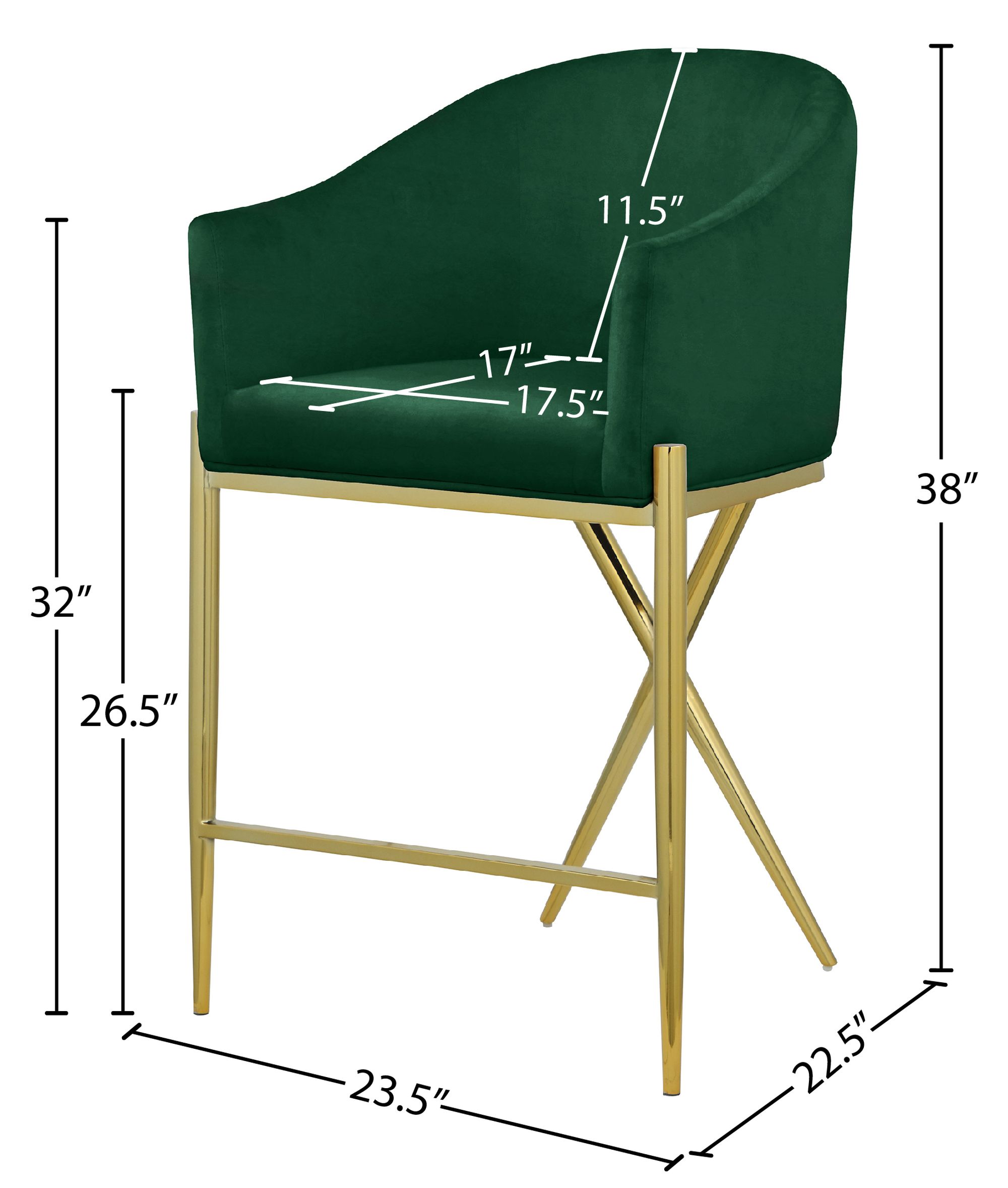 Xavier Counter Stool with Gold Metal Legs