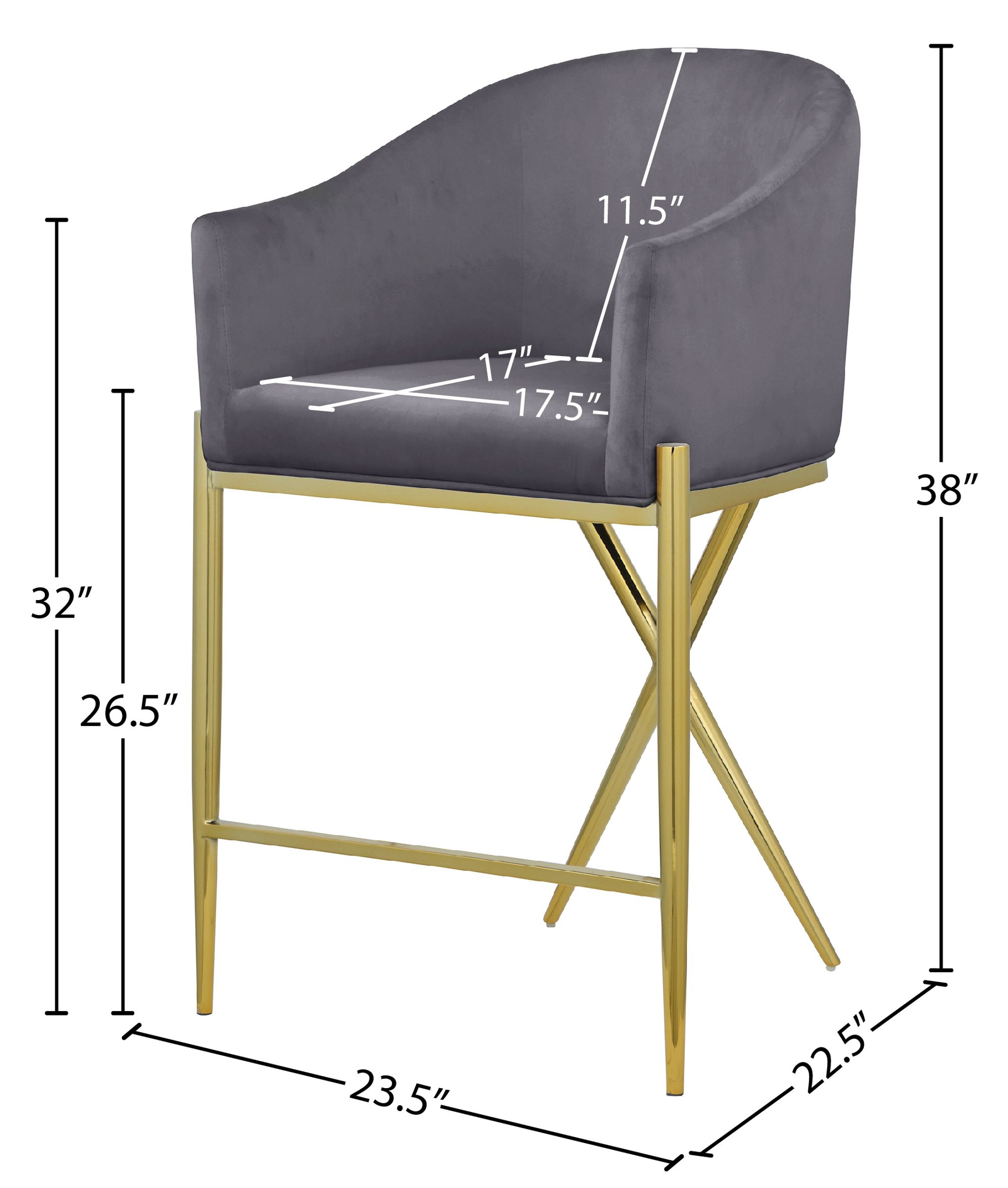 Xavier Counter Stool with Gold Metal Legs