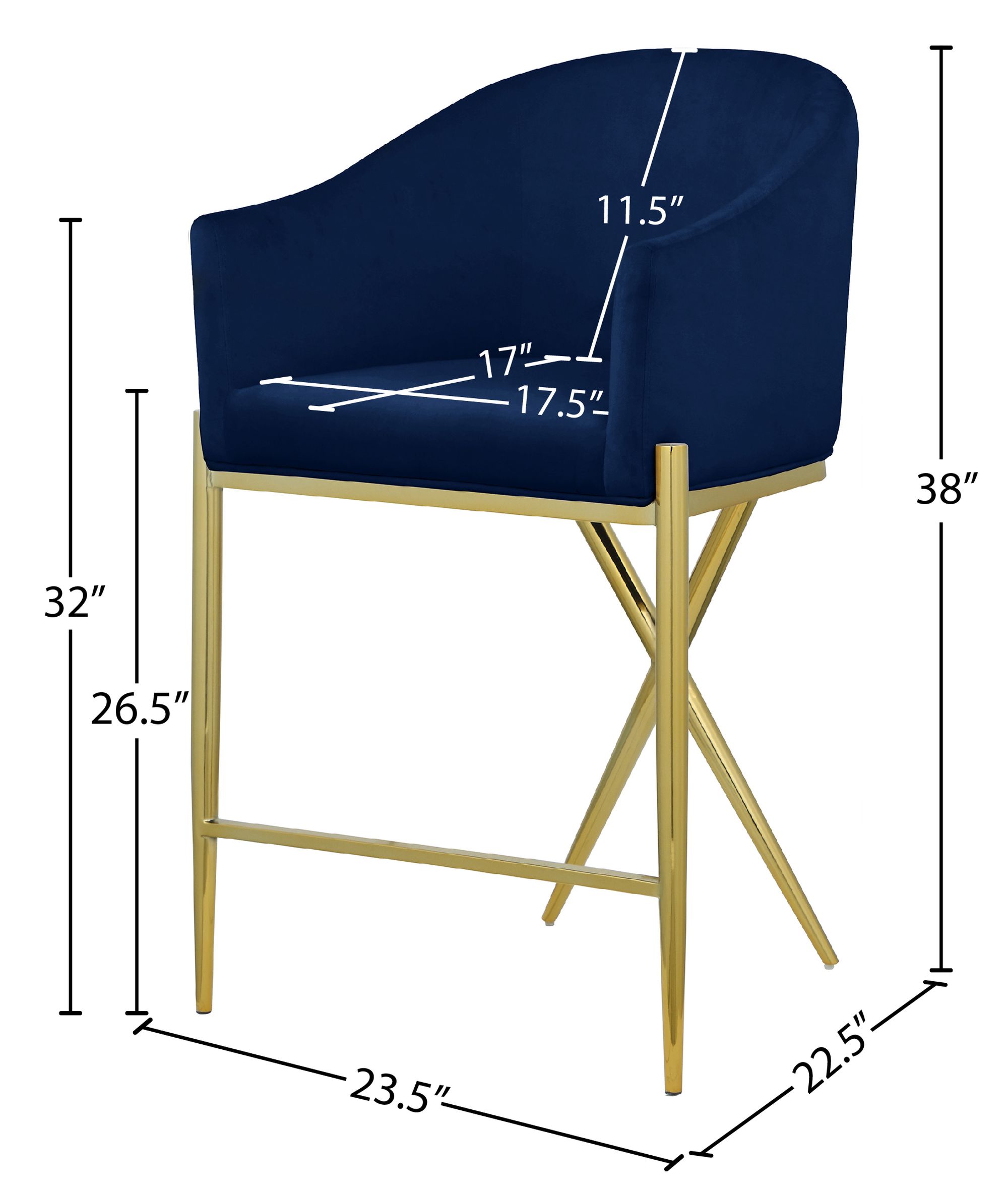 Xavier Counter Stool with Gold Metal Legs