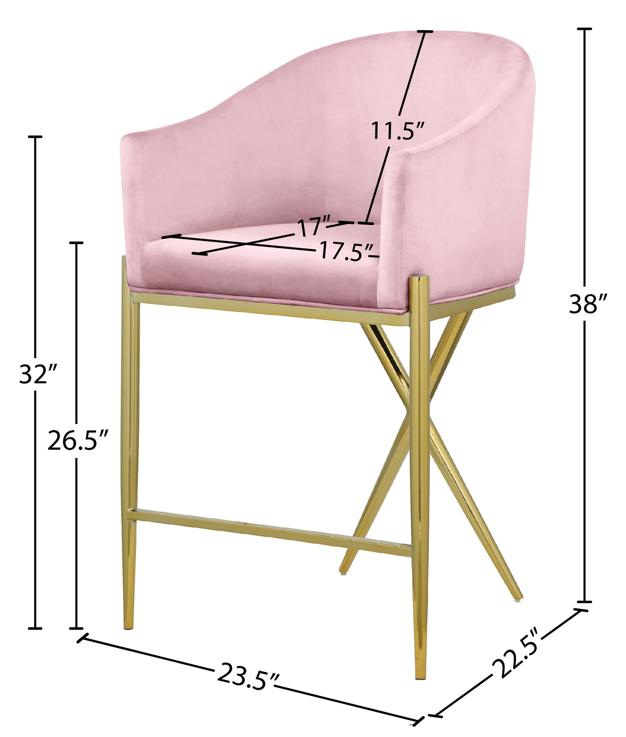 Xavier Counter Stool with Gold Metal Legs