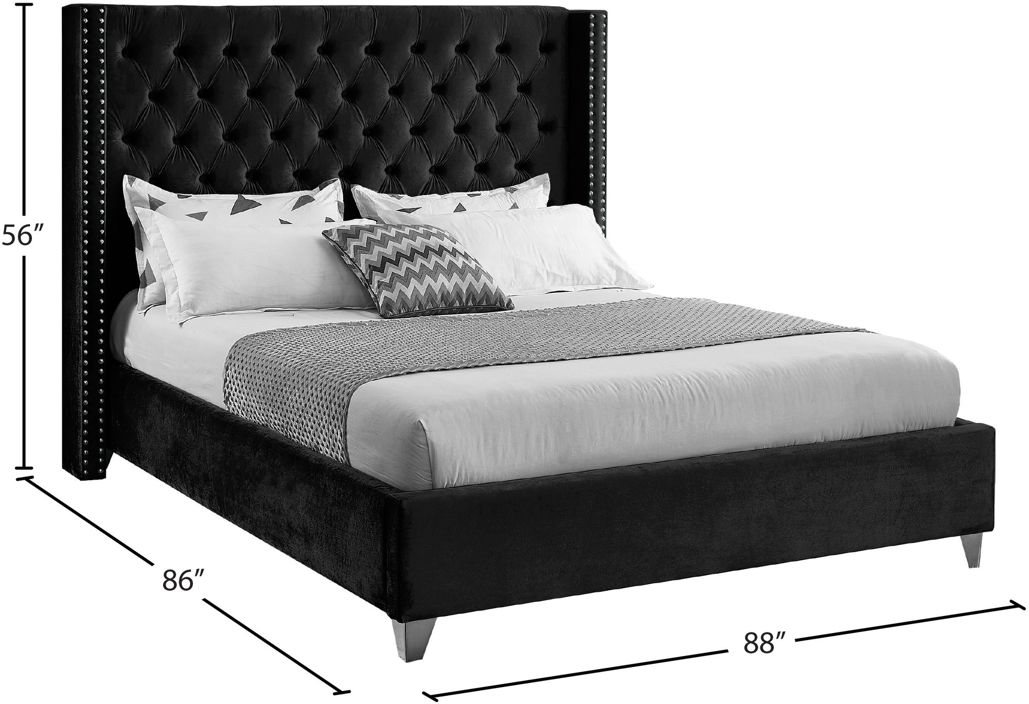 Aiden Velvet King Size Bed