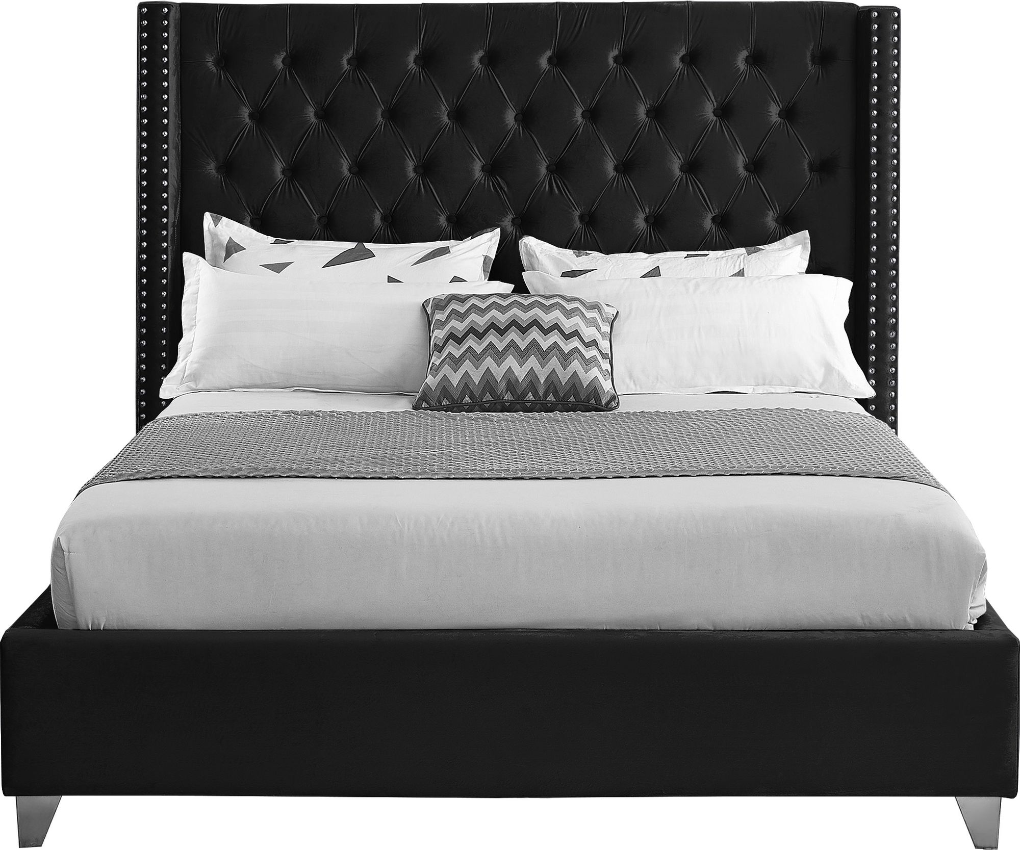 Aiden Velvet Queen Size Bed
