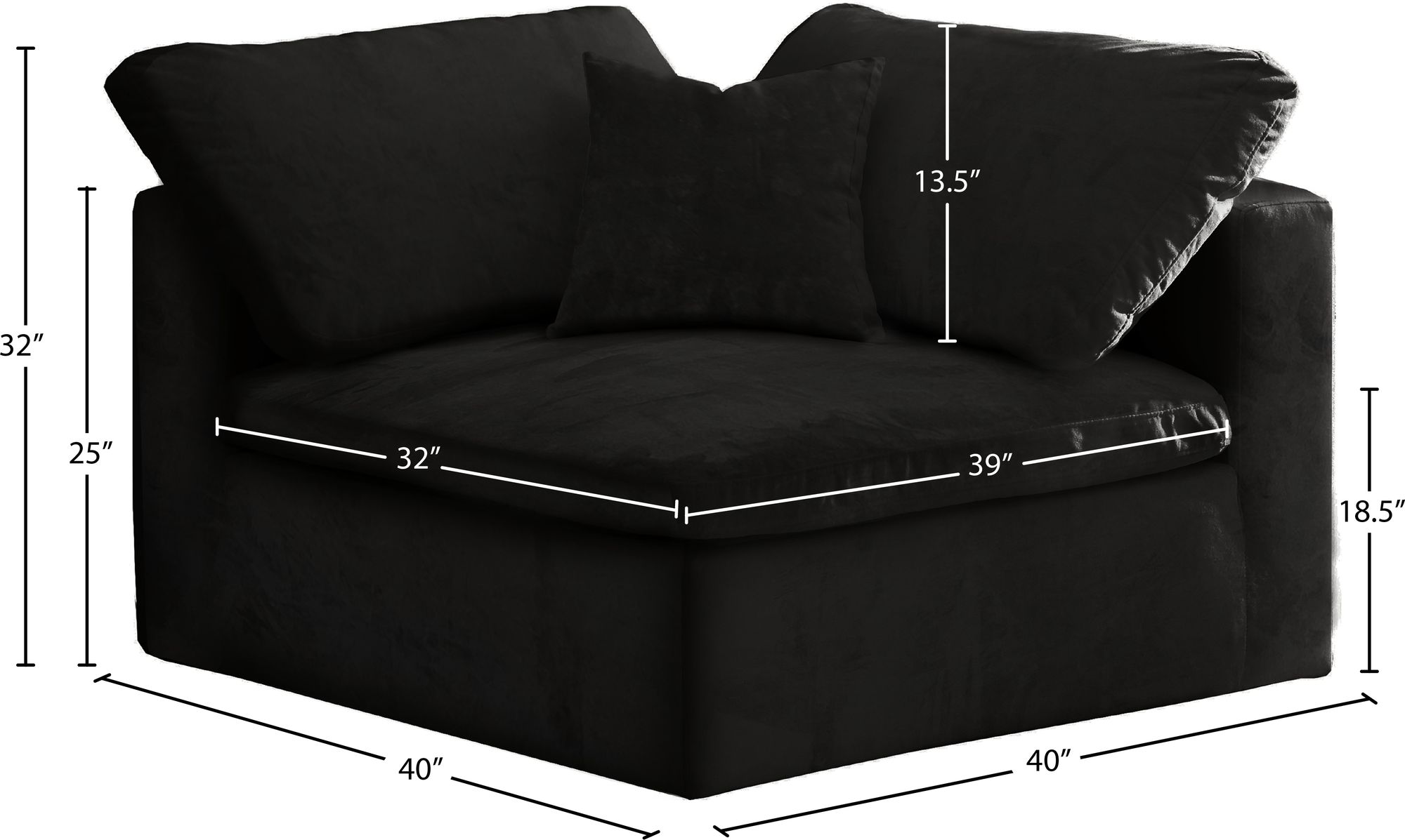 Cozy Velvet Modular Fiber Filled Comfort Overstuffed Corner Chair