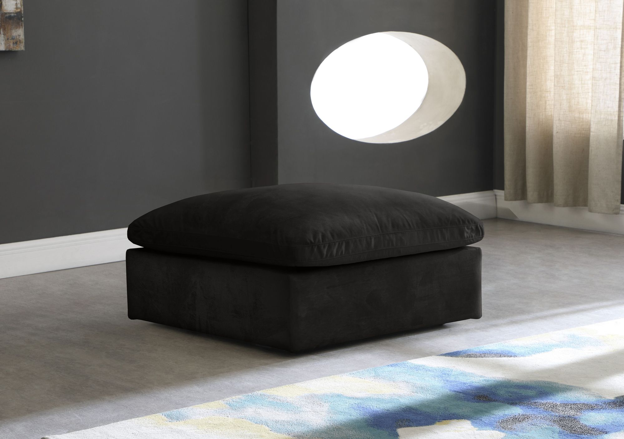 Cozy Velvet Modular Fiber Filled Comfort Overstuffed Ottoman