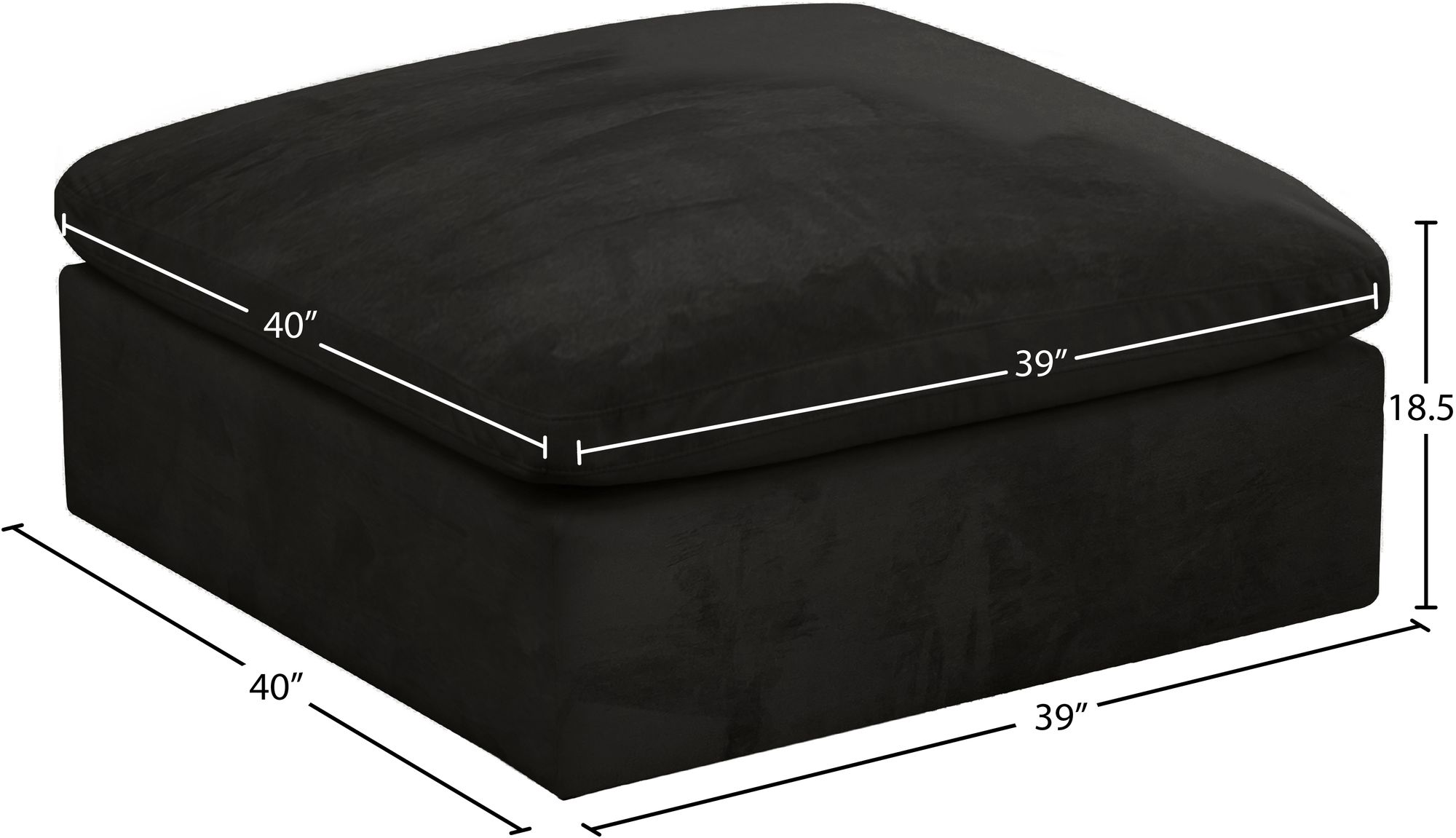 Cozy Velvet Modular Fiber Filled Comfort Overstuffed Ottoman