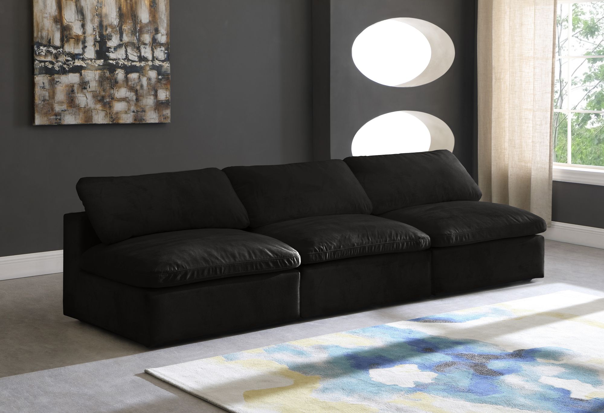Cozy 117" Armless Velvet Comfort Modular Sofa
