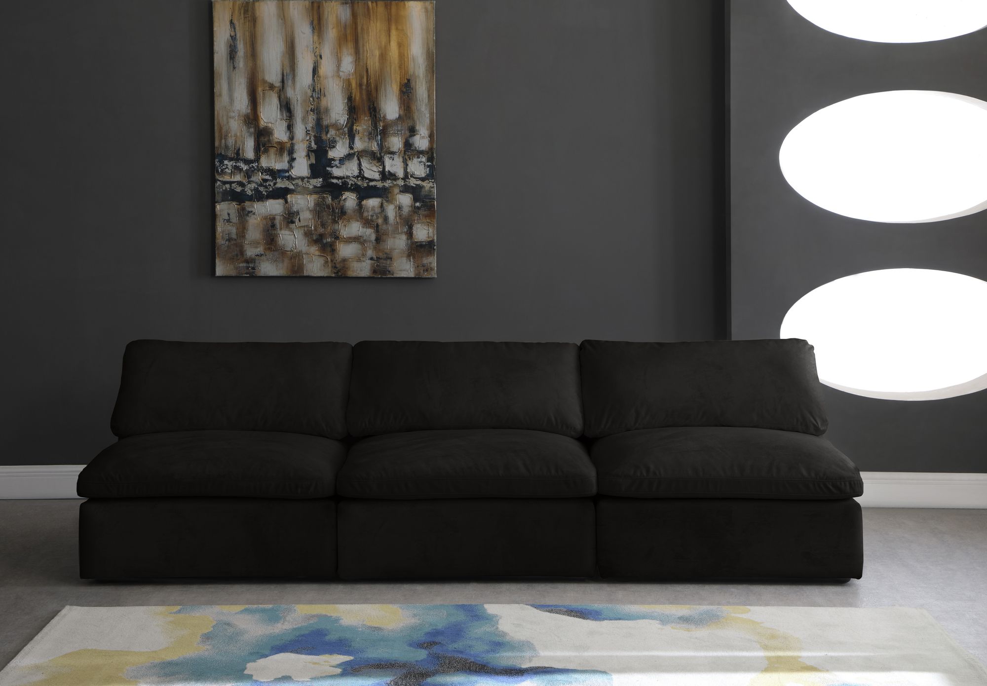 Cozy 117" Armless Velvet Comfort Modular Sofa