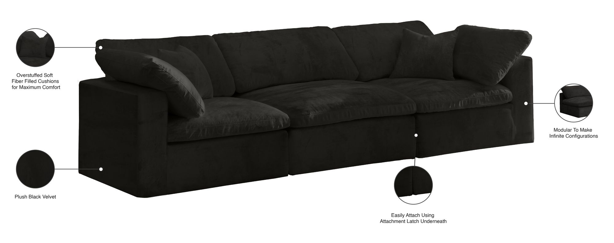 Cozy 119" Velvet Comfort Modular Sofa