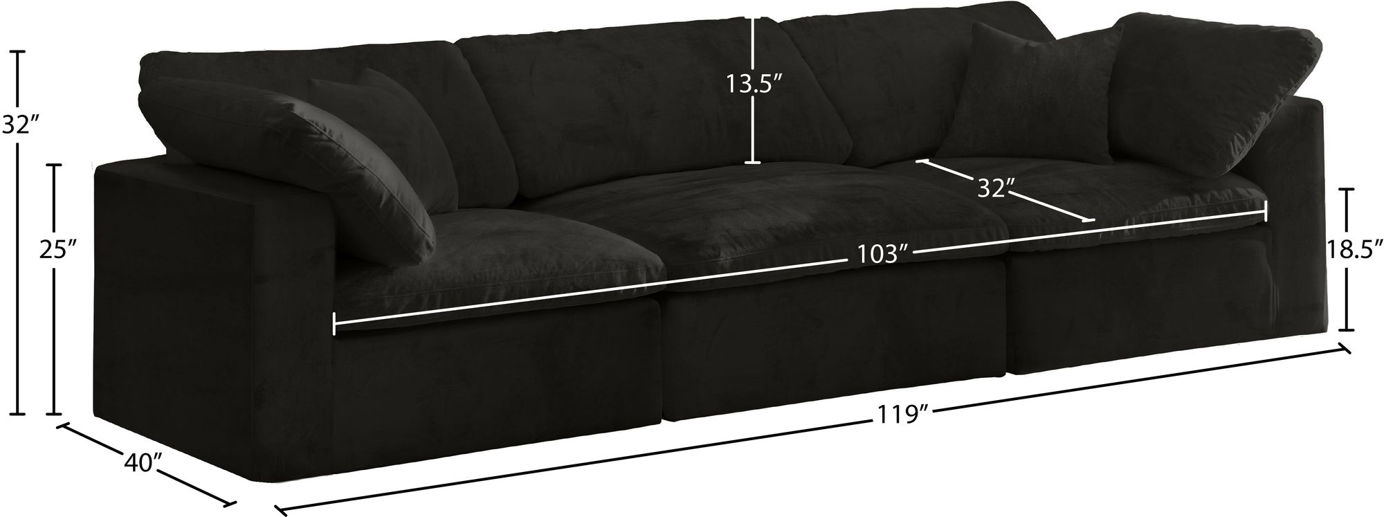 Cozy 119" Velvet Comfort Modular Sofa