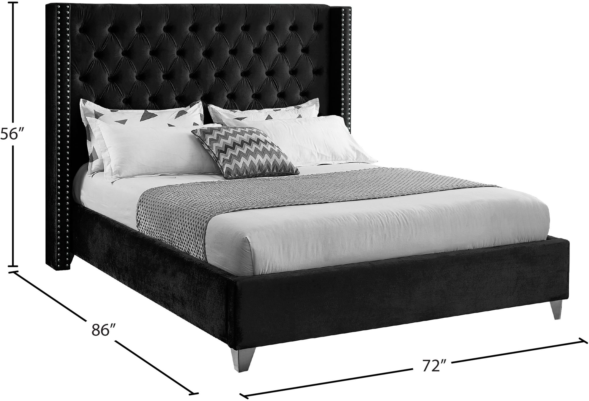 Aiden Velvet Queen Size Bed