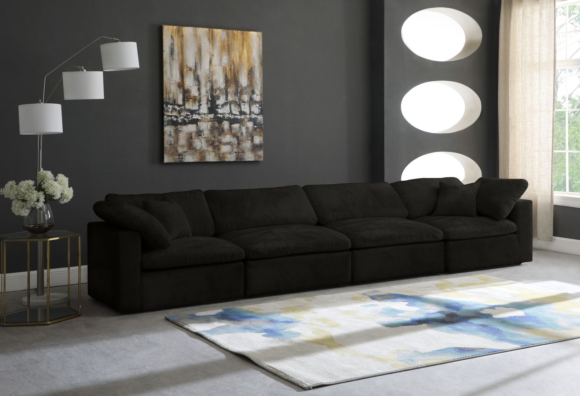Cozy 158" Velvet Comfort Modular Sofa